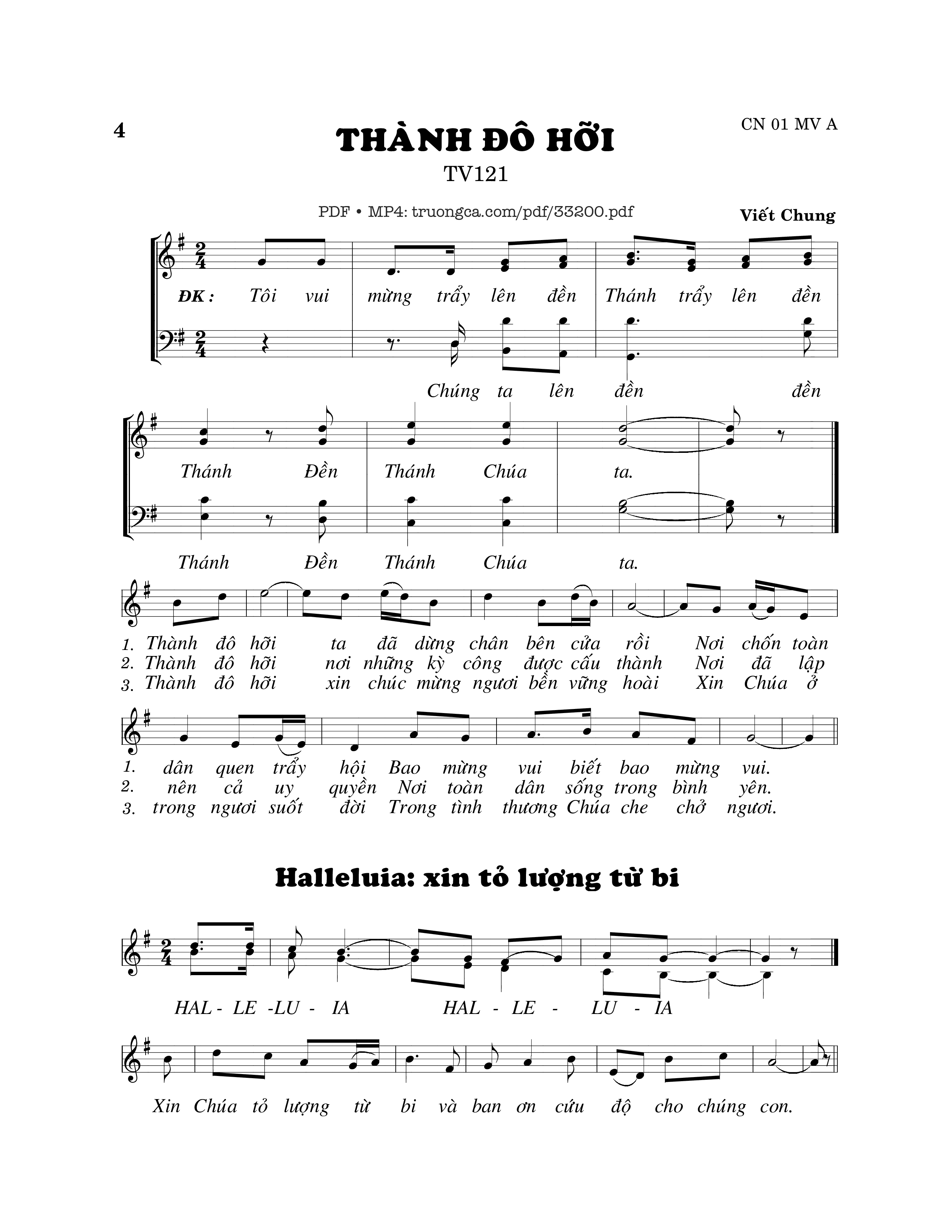 Sheet PDF of Thánh Vịnh 121, Thành Đô Hỡi