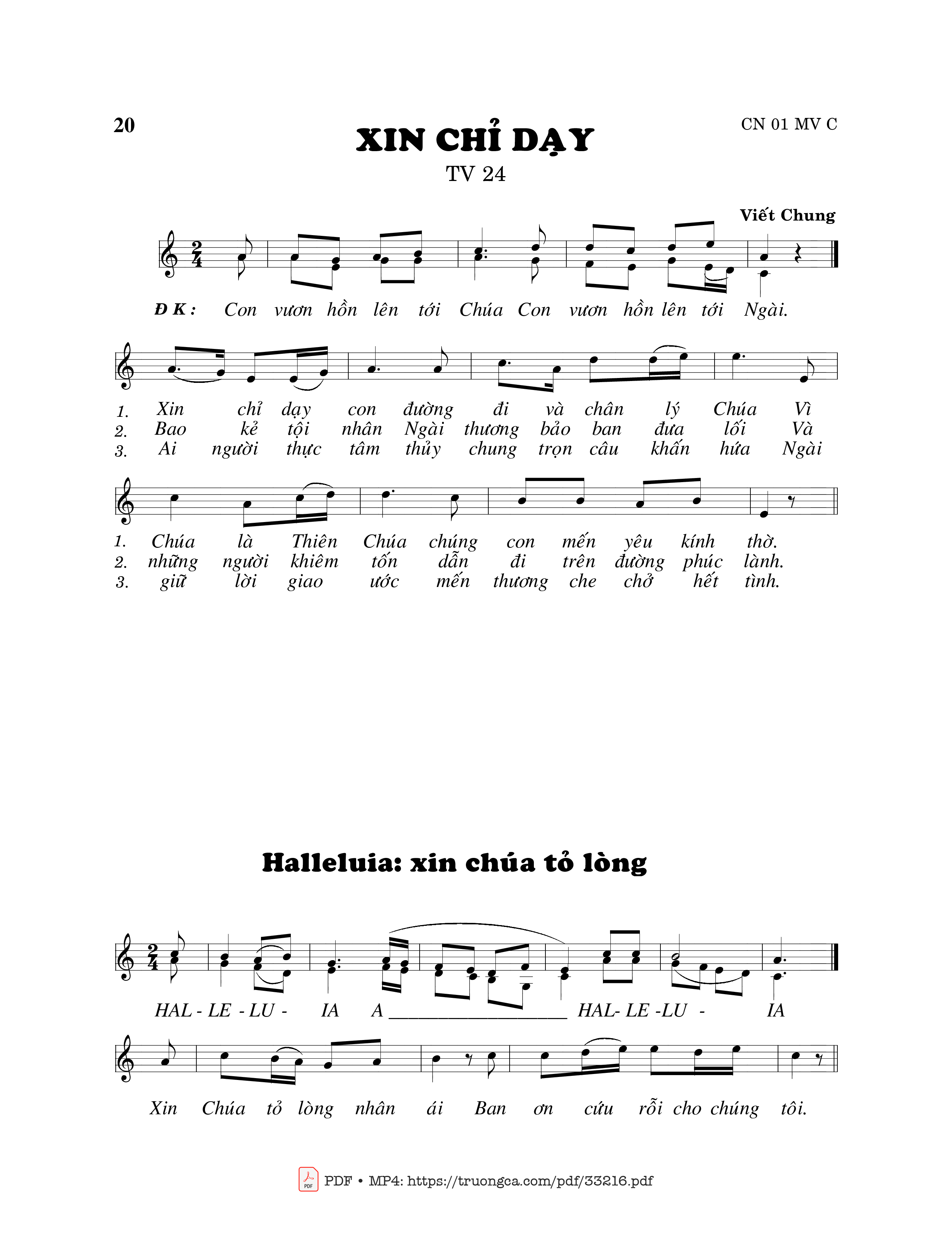 Sheet PDF of Thánh Vịnh 24, Xin Chỉ Dậy