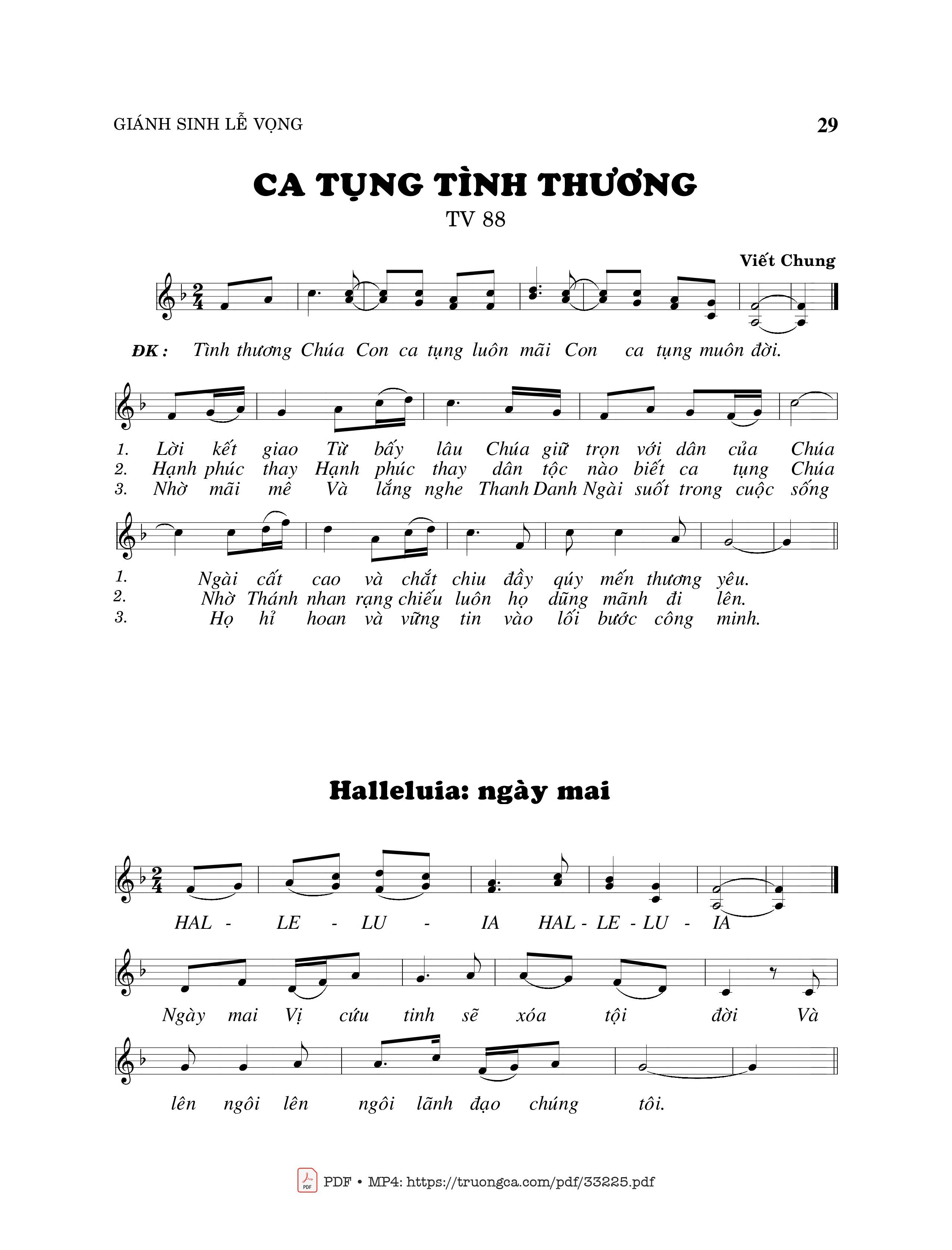 Sheet PDF of Thánh Vịnh 88, Ca Ngợi Tình Thương