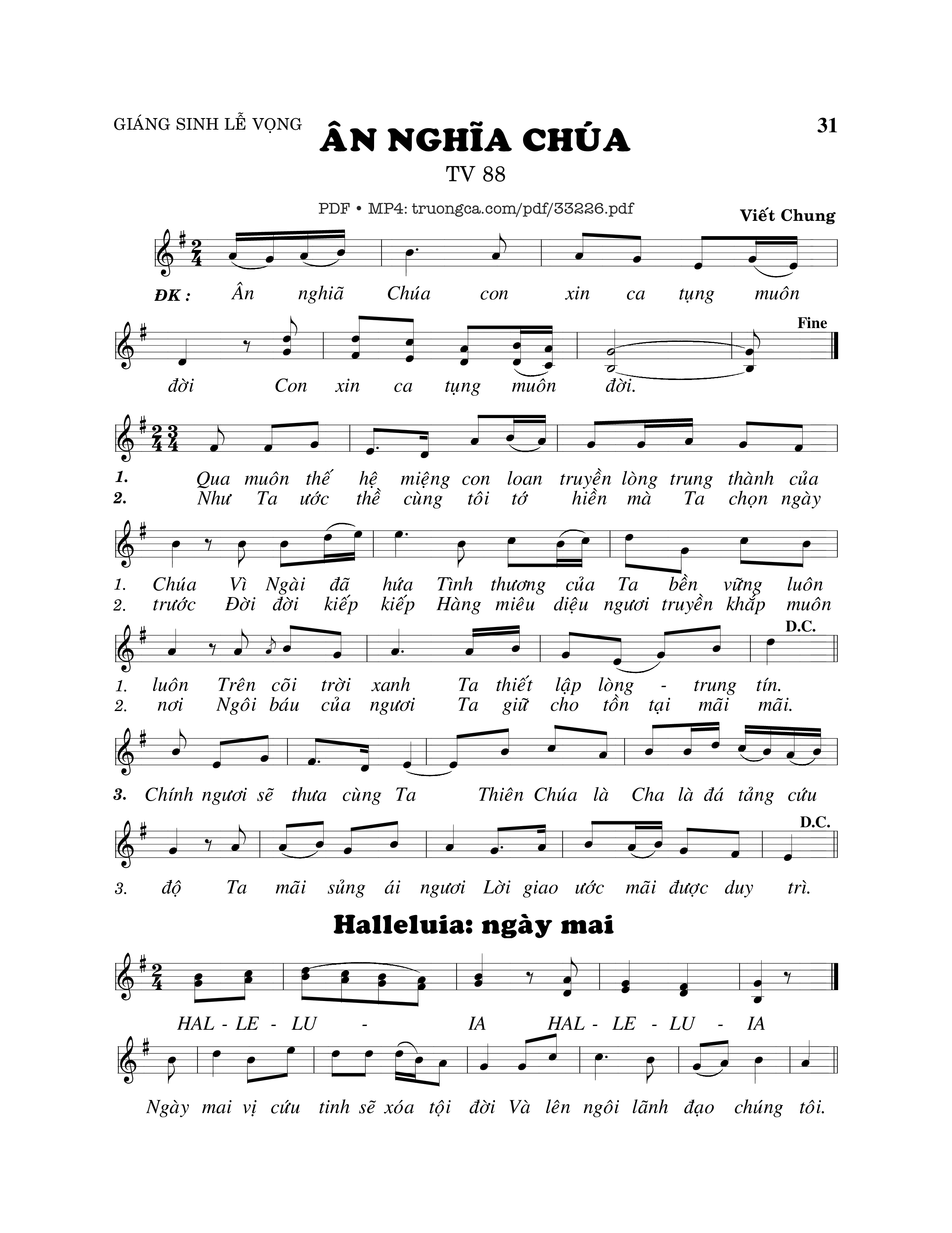 Sheet PDF of Thánh Vịnh 88, Ân Nghĩa Chúa