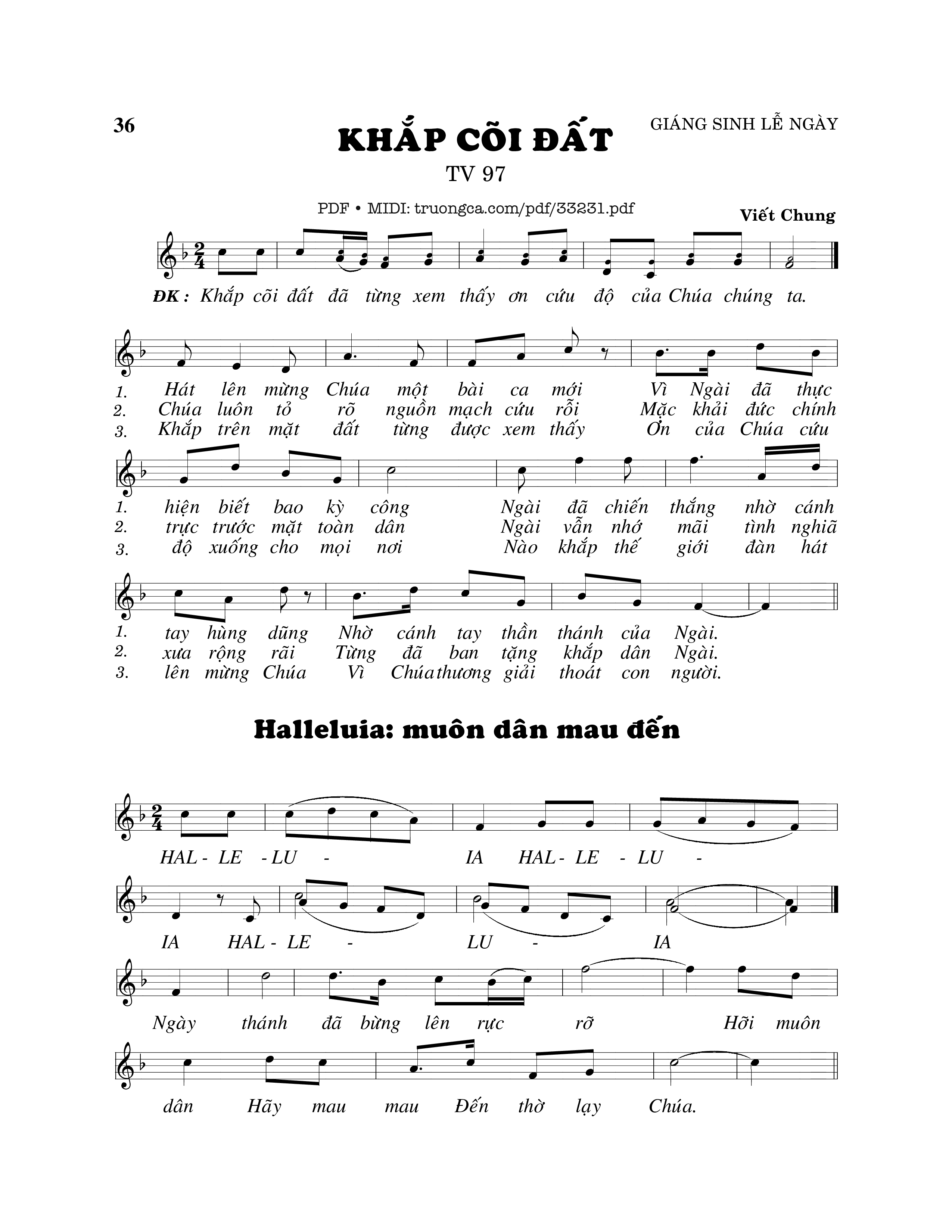 Sheet PDF of Thánh Vịnh 97, Khắp Cõi Dất