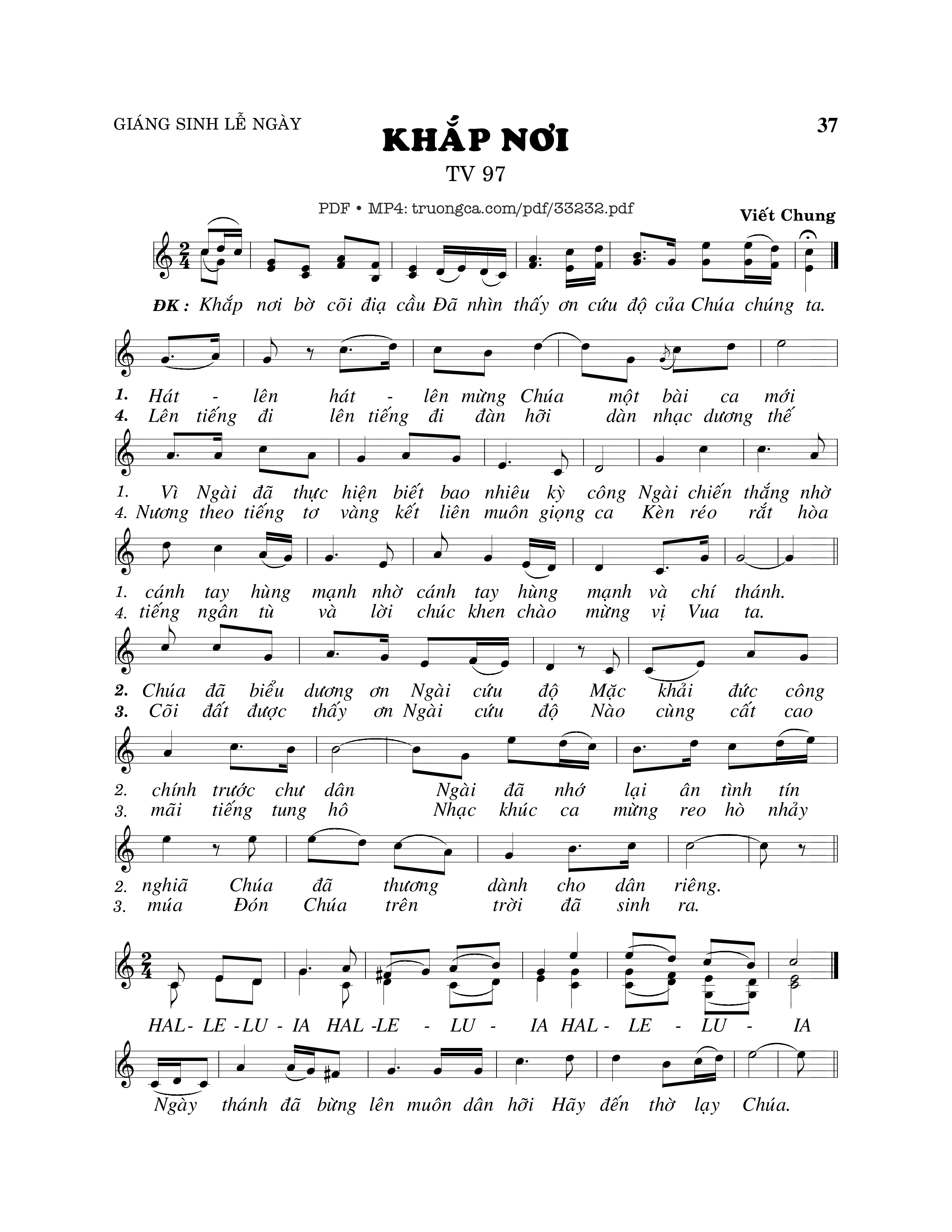 Sheet PDF of Thánh Vịnh 97, Khắp Nơi