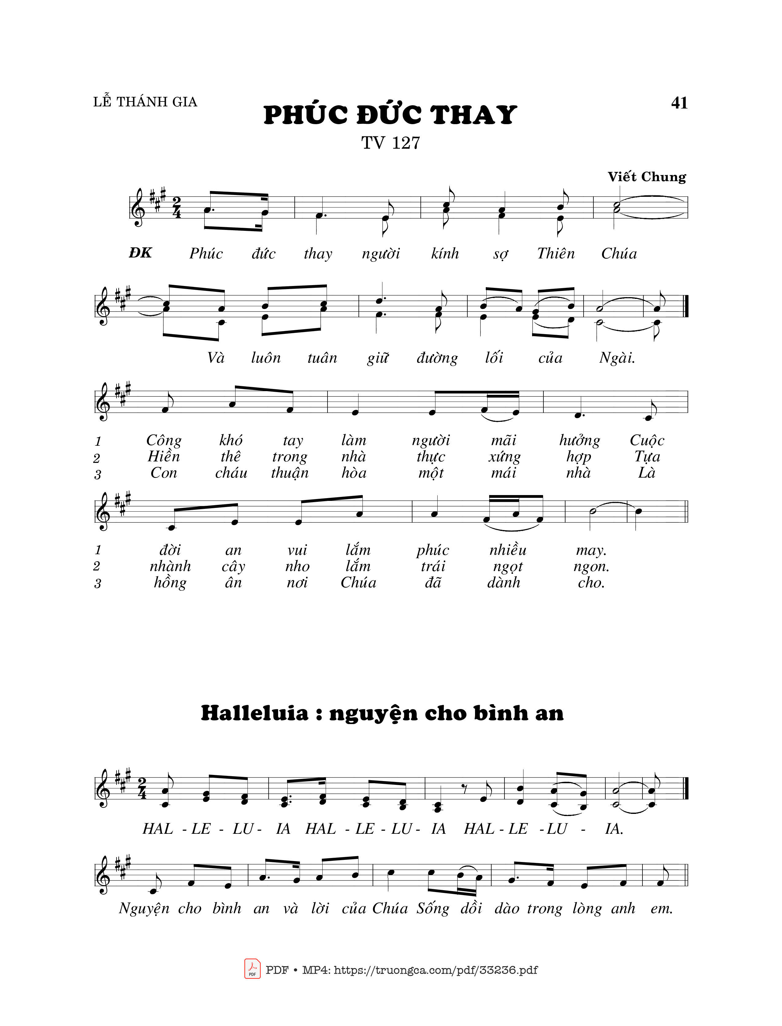 Sheet PDF of Thánh Vịnh 127, Phúc Đức Thay