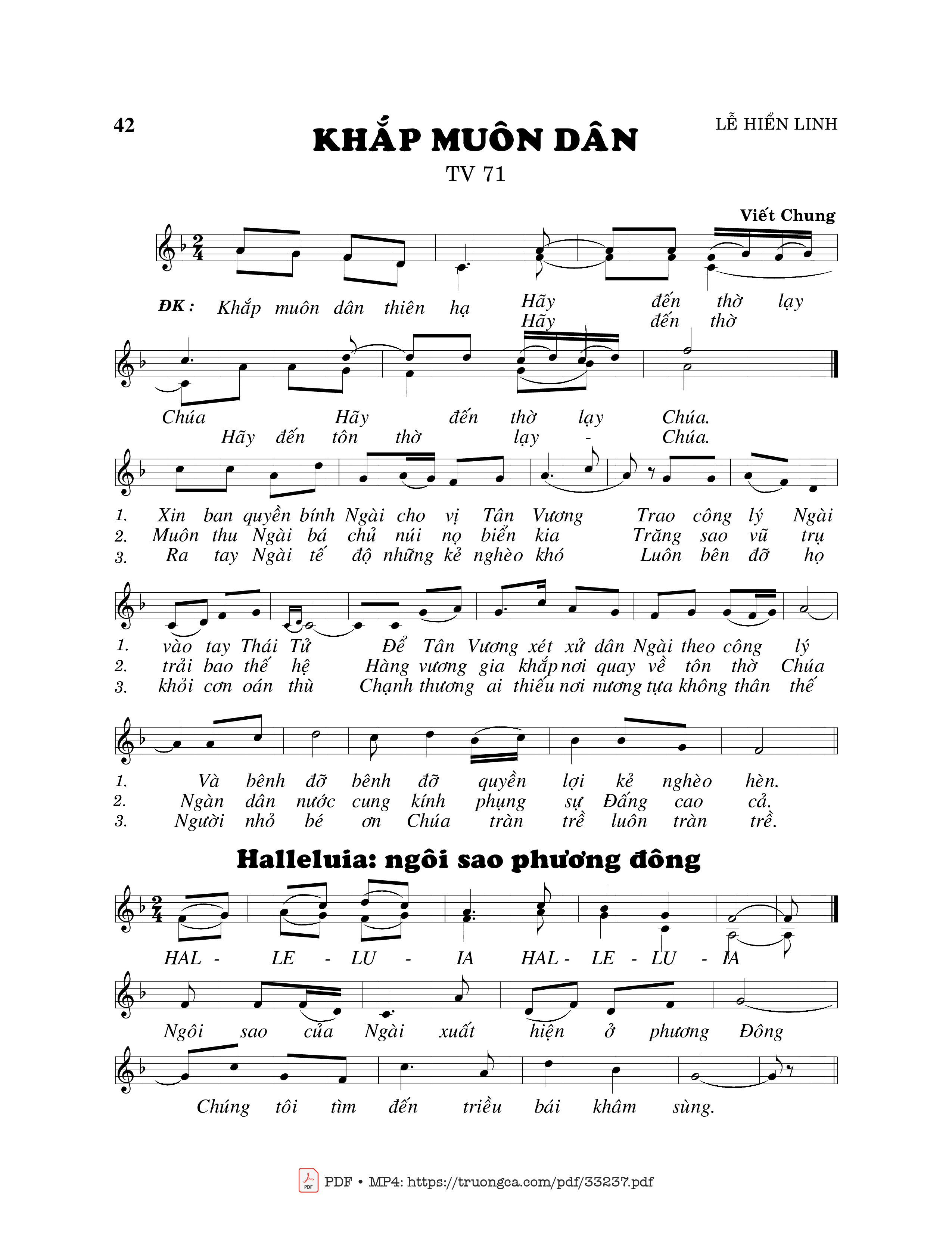 Sheet PDF of Thánh Vịnh 71, Khắp Muôn Dân 1