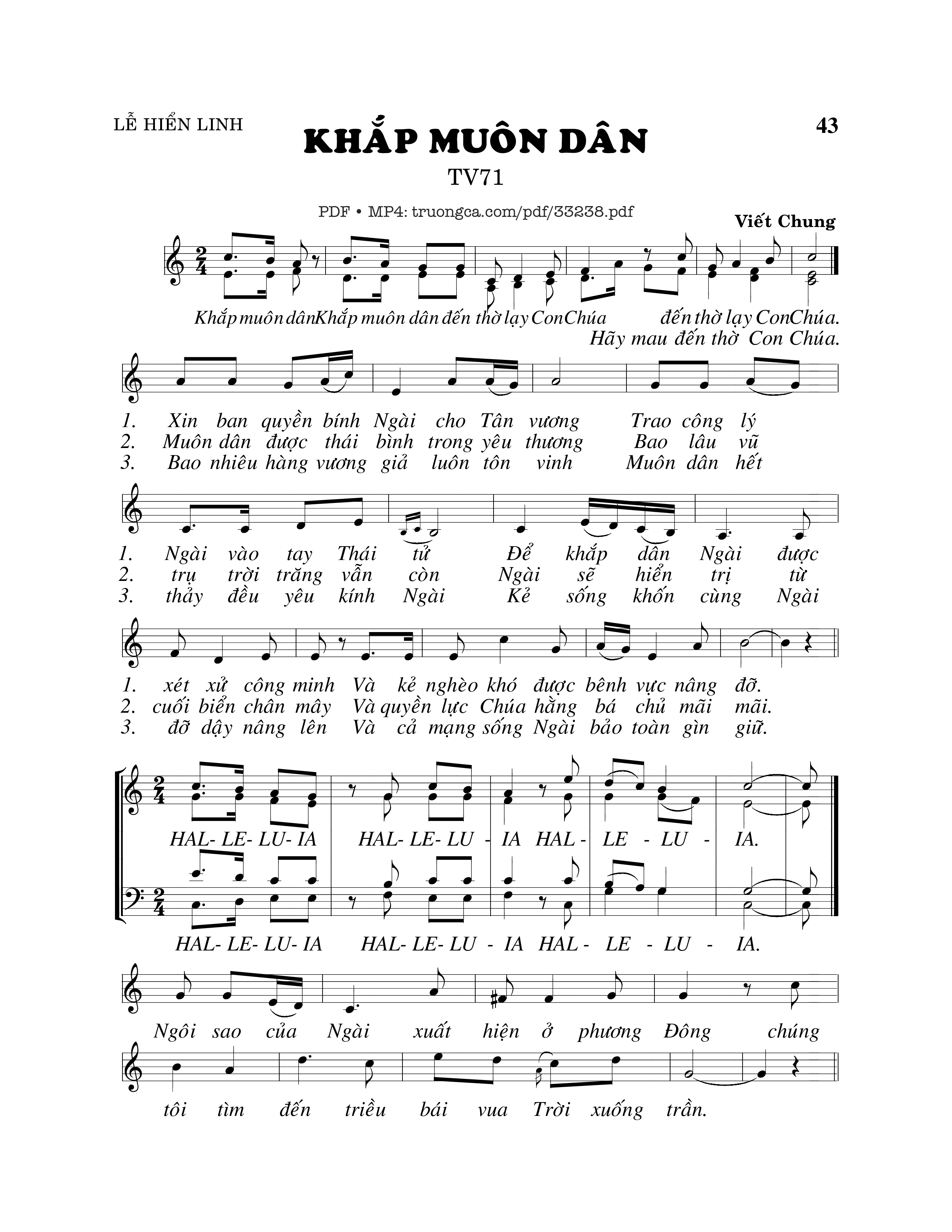 Sheet PDF of Thánh Vịnh 71, Khắp Muôn Dân 2