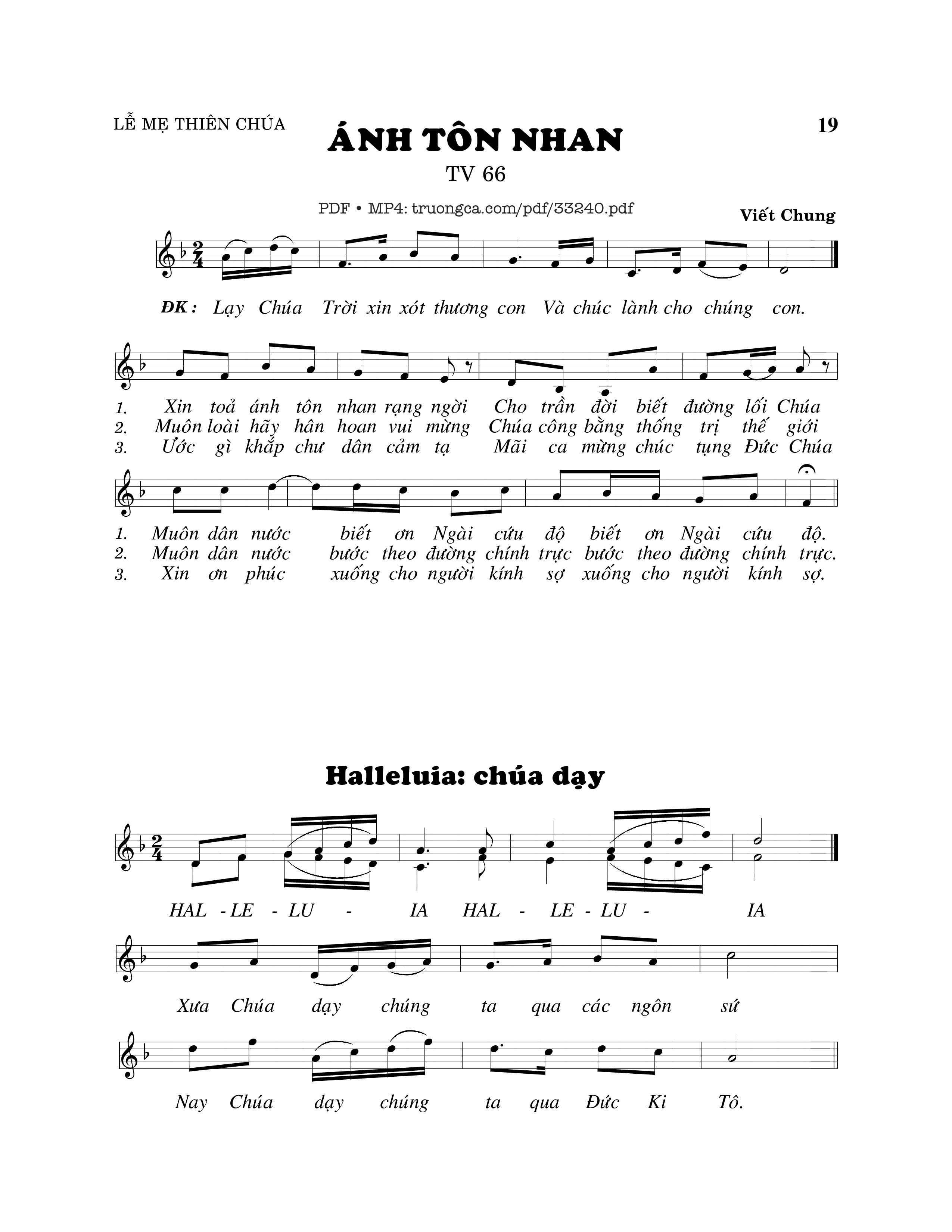 Sheet PDF of Thánh Vịnh 66, Ánh Tôn Nhan