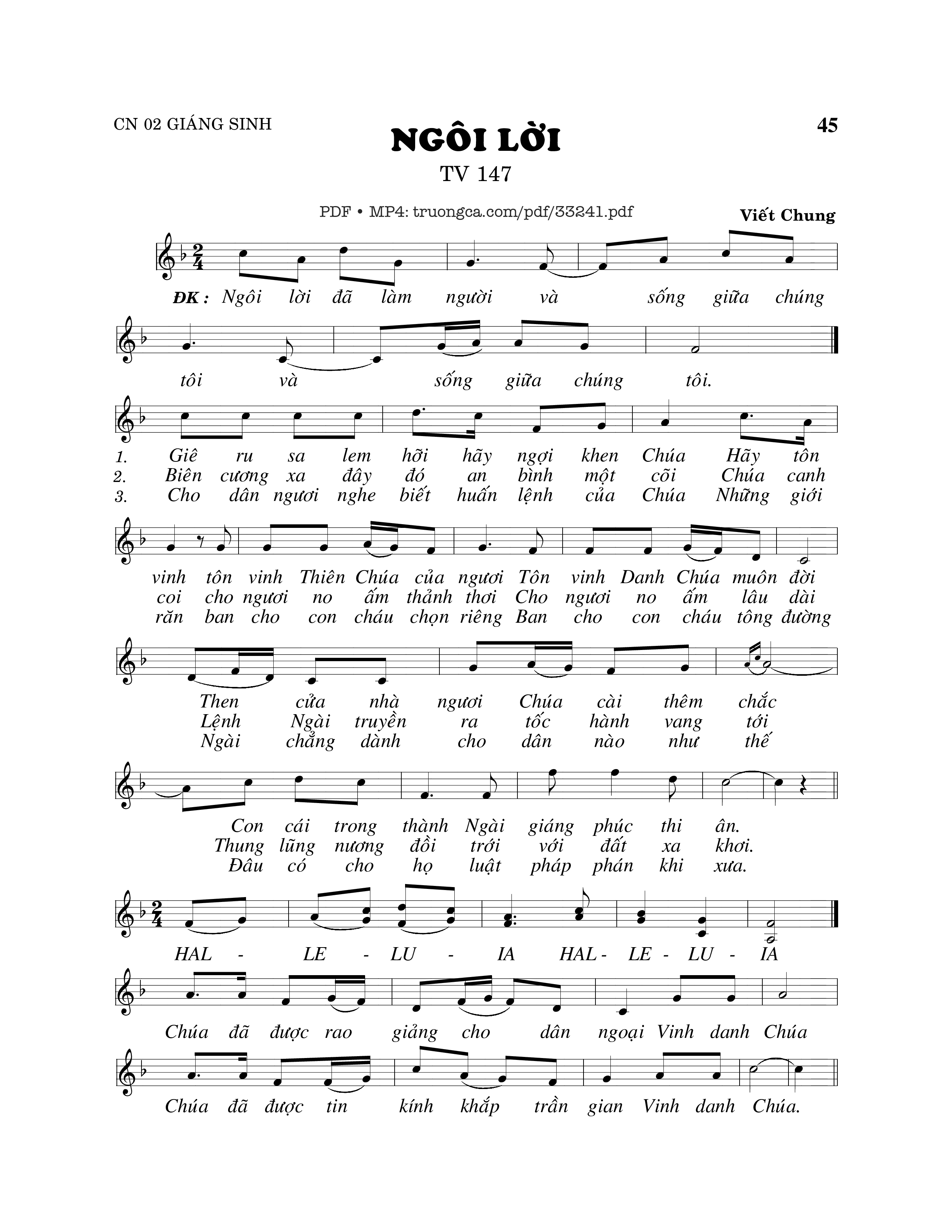 Sheet PDF of Thánh Vịnh 147, Ngôi Lời