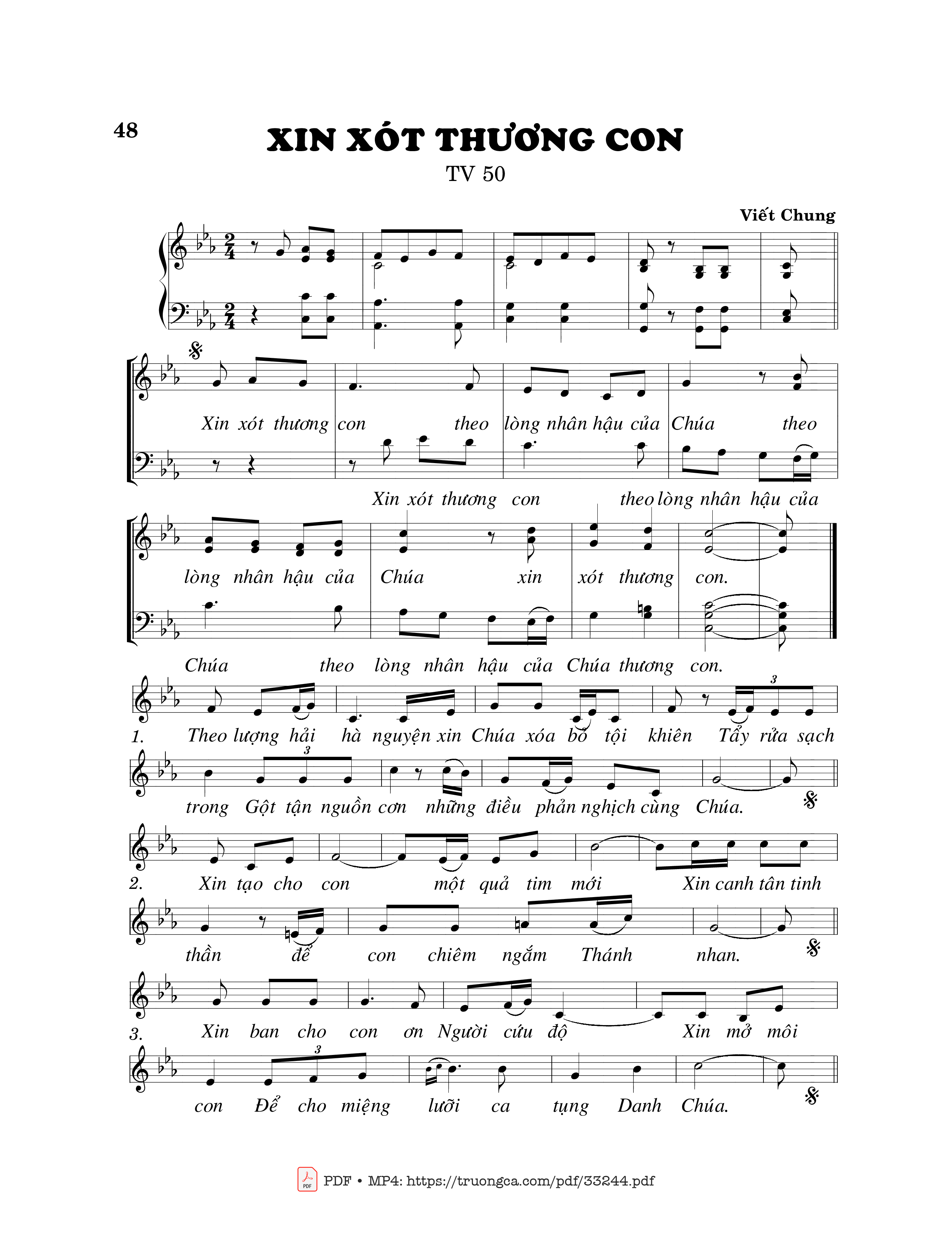Sheet PDF of Thánh Vịnh 50, Xin Xót Thương Con