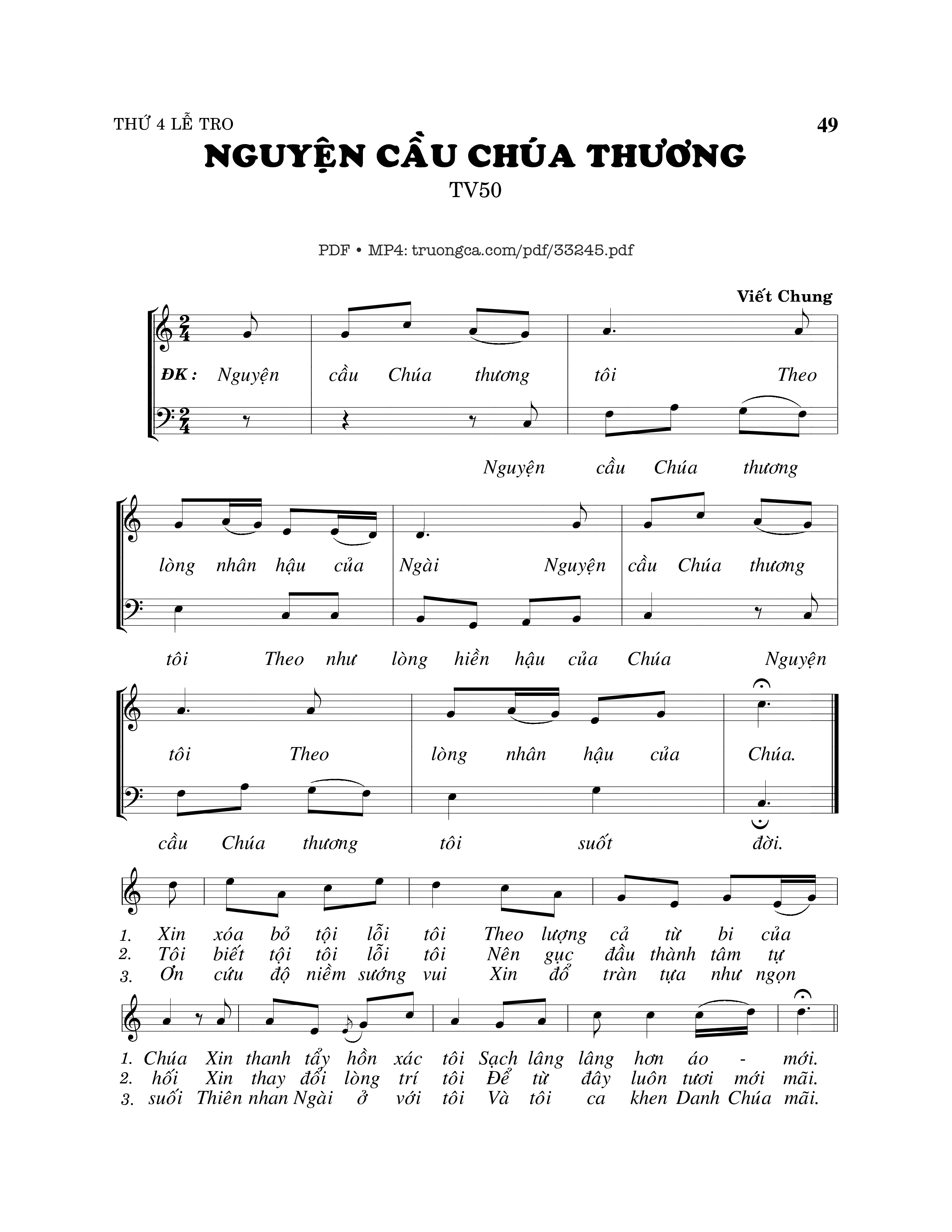Page 1 of Sheet music PDF Thánh Vịnh 50, Nguyện Cầu Chúa Thương - Viết Chung