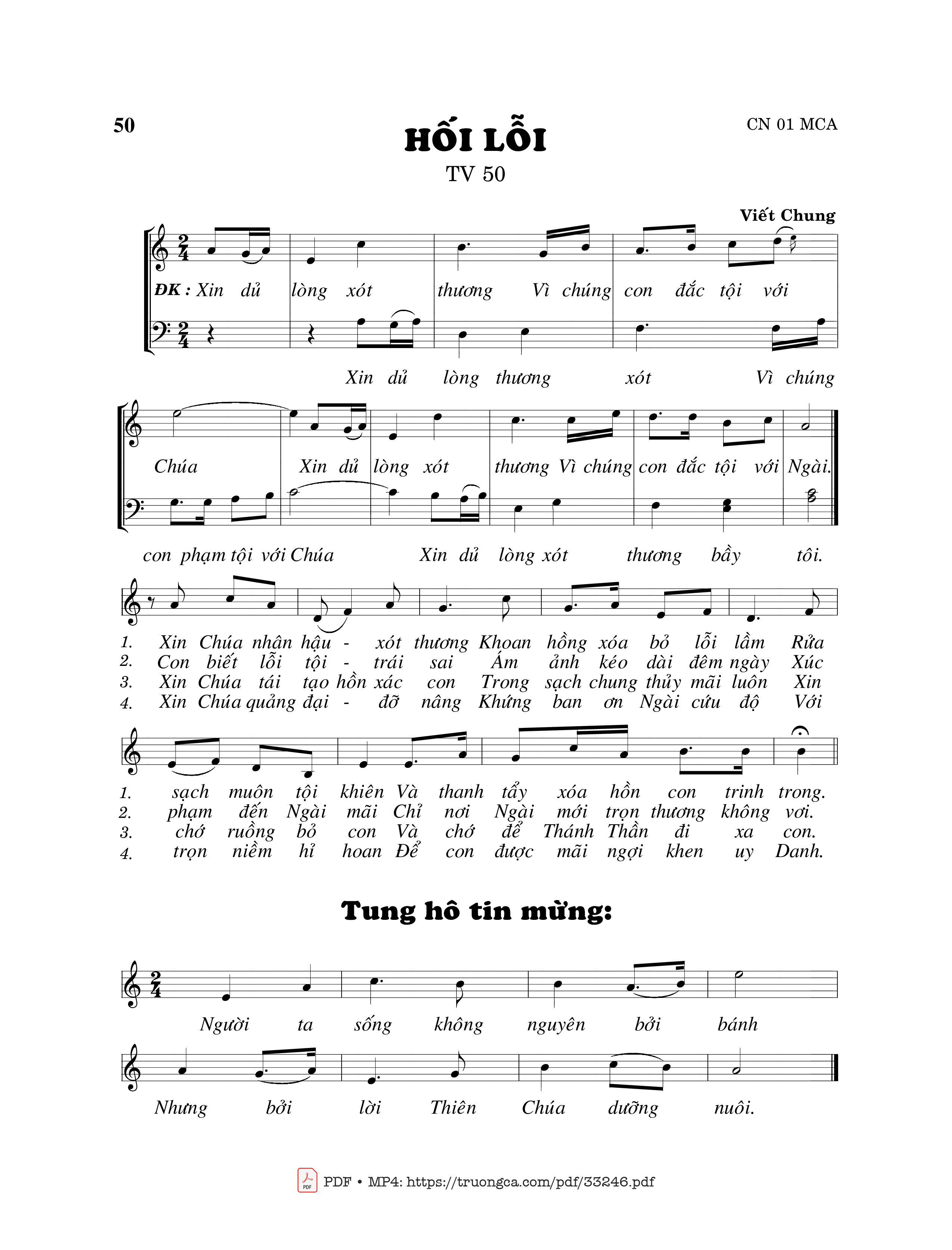 Sheet PDF of Thánh Vịnh 50, Hối Lỗi