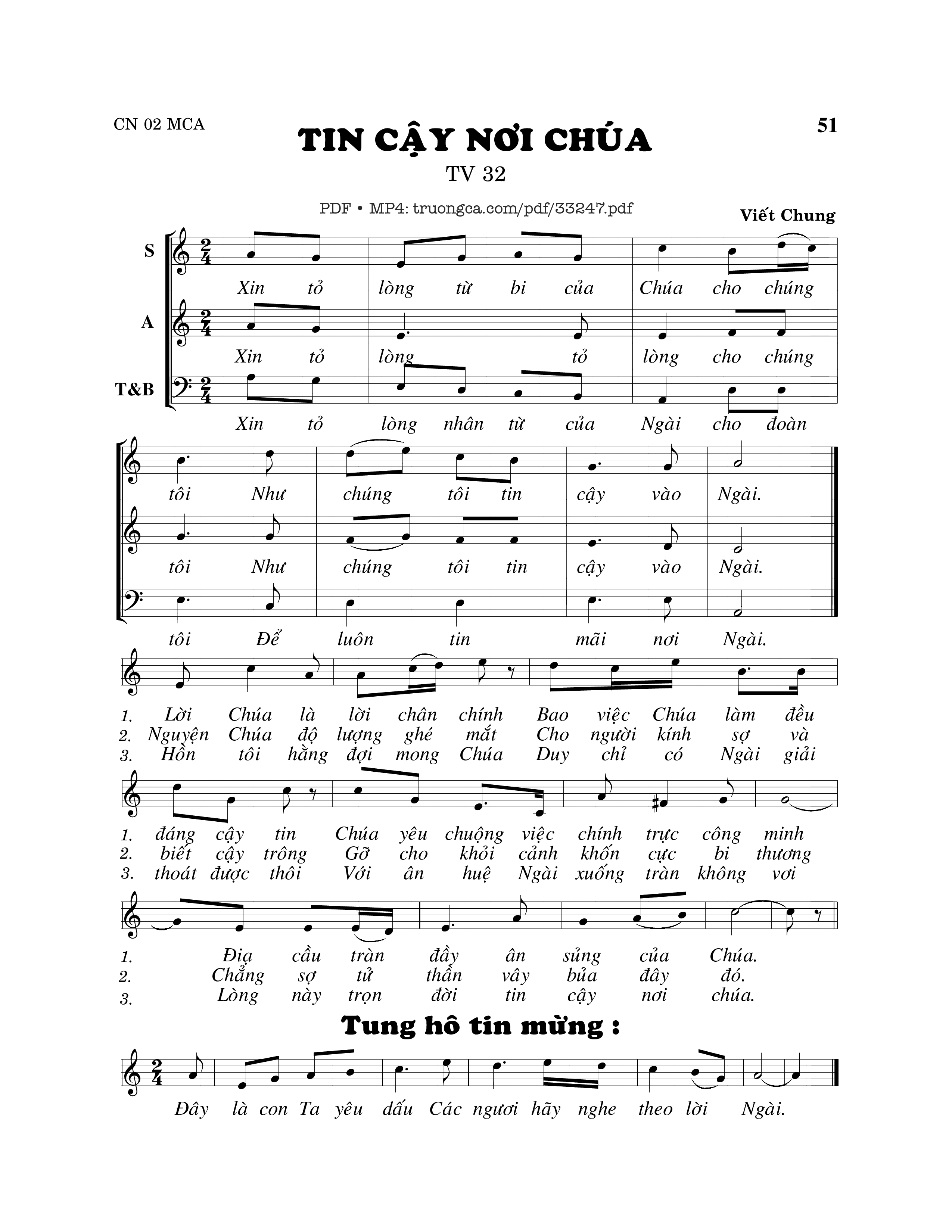 Sheet PDF of Thánh Vịnh 32, Tin Cậy Nơi Chúa