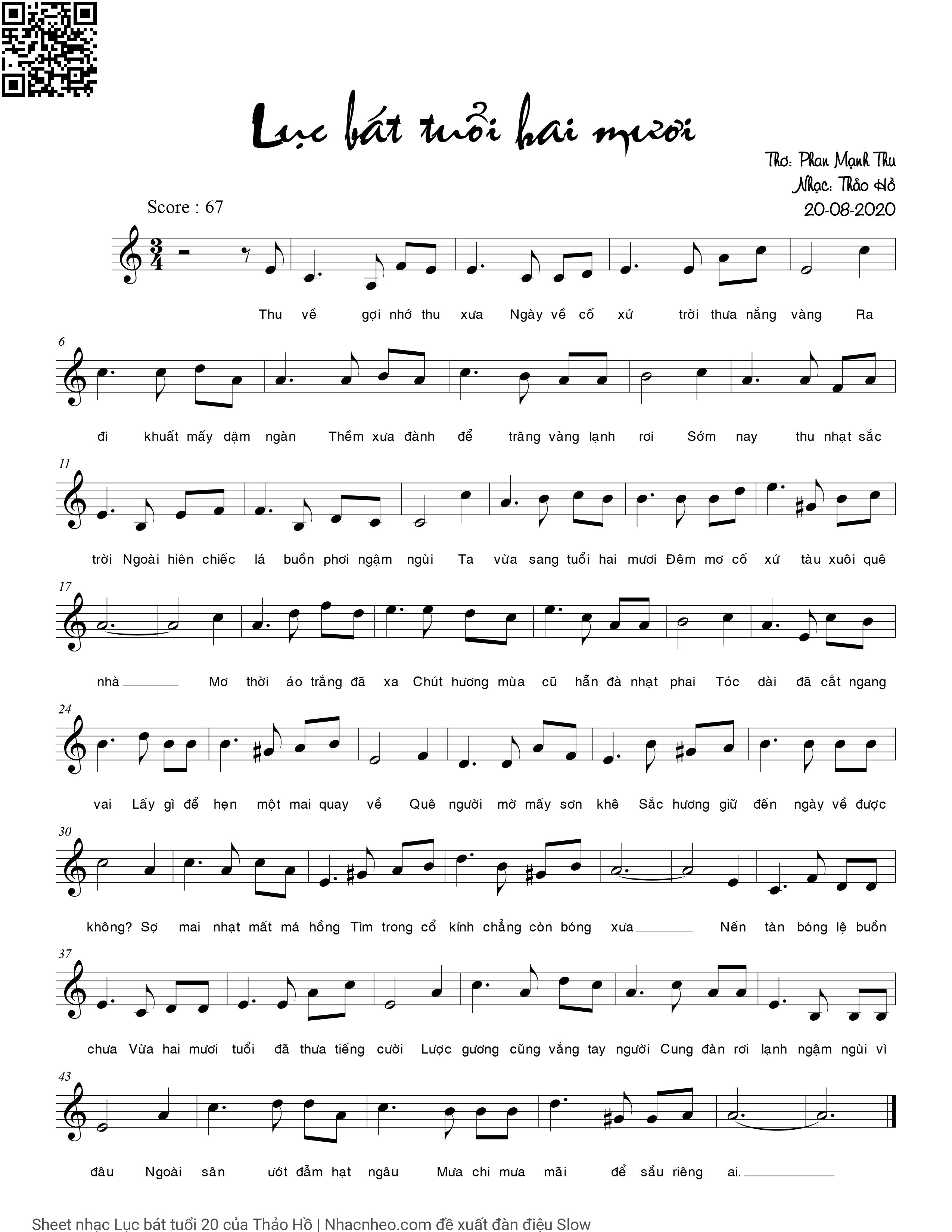 Page 4 of Sheet music PDF Lục bát tuổi 20 - Thảo Hồ