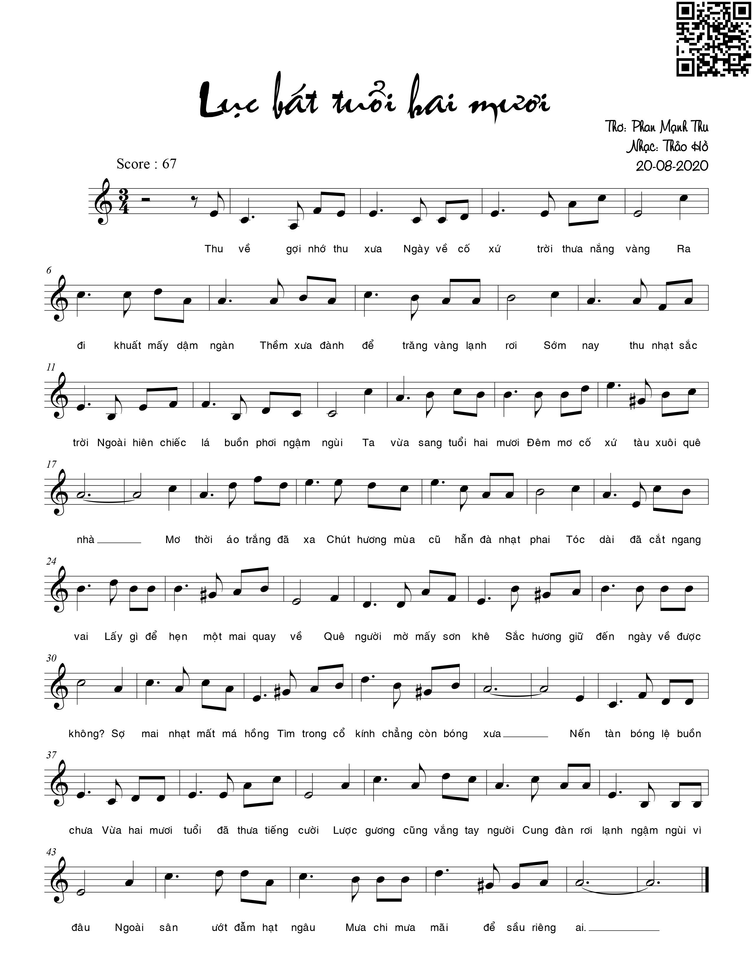 Page 5 of Sheet music PDF Lục bát tuổi 20 - Thảo Hồ