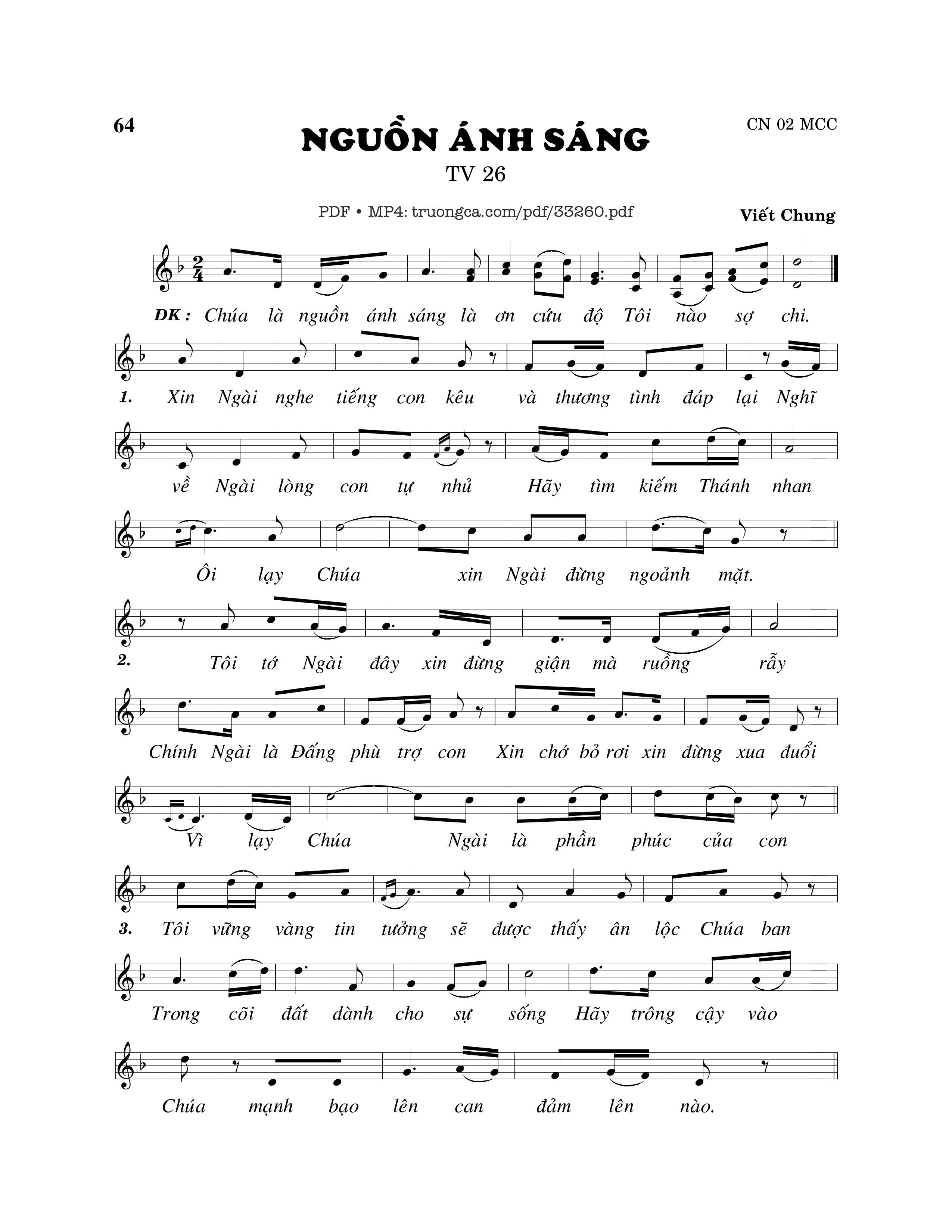 Sheet PDF of Thánh Vịnh 26, Nguồn Ánh Sáng