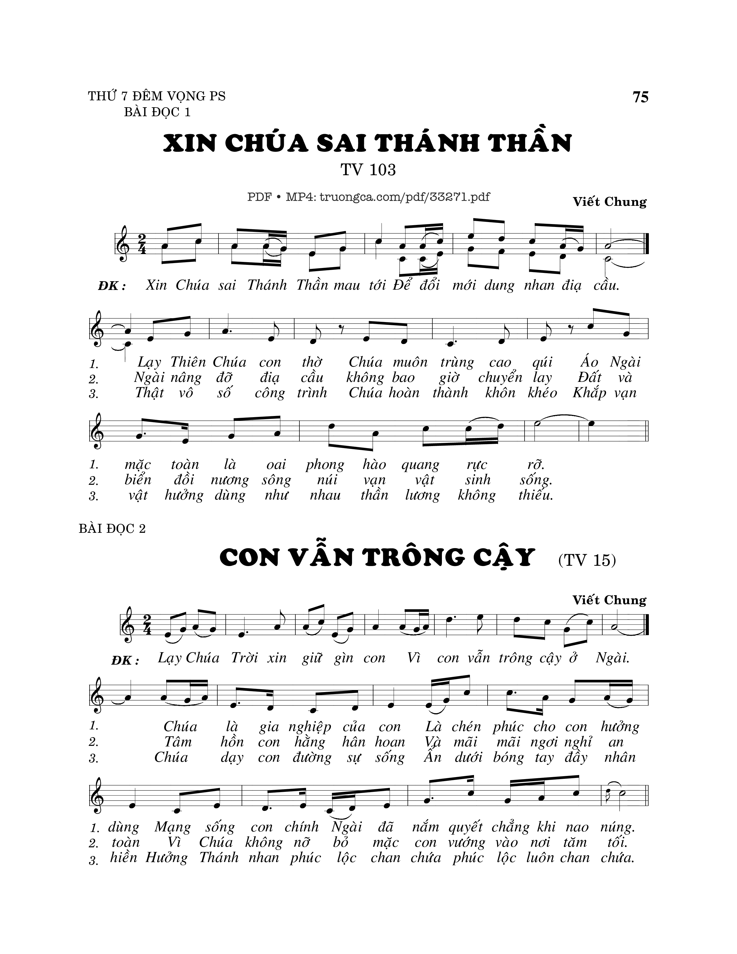 Sheet PDF of Thánh Vịnh 103, Xin Chúa Sai Thánh Thần