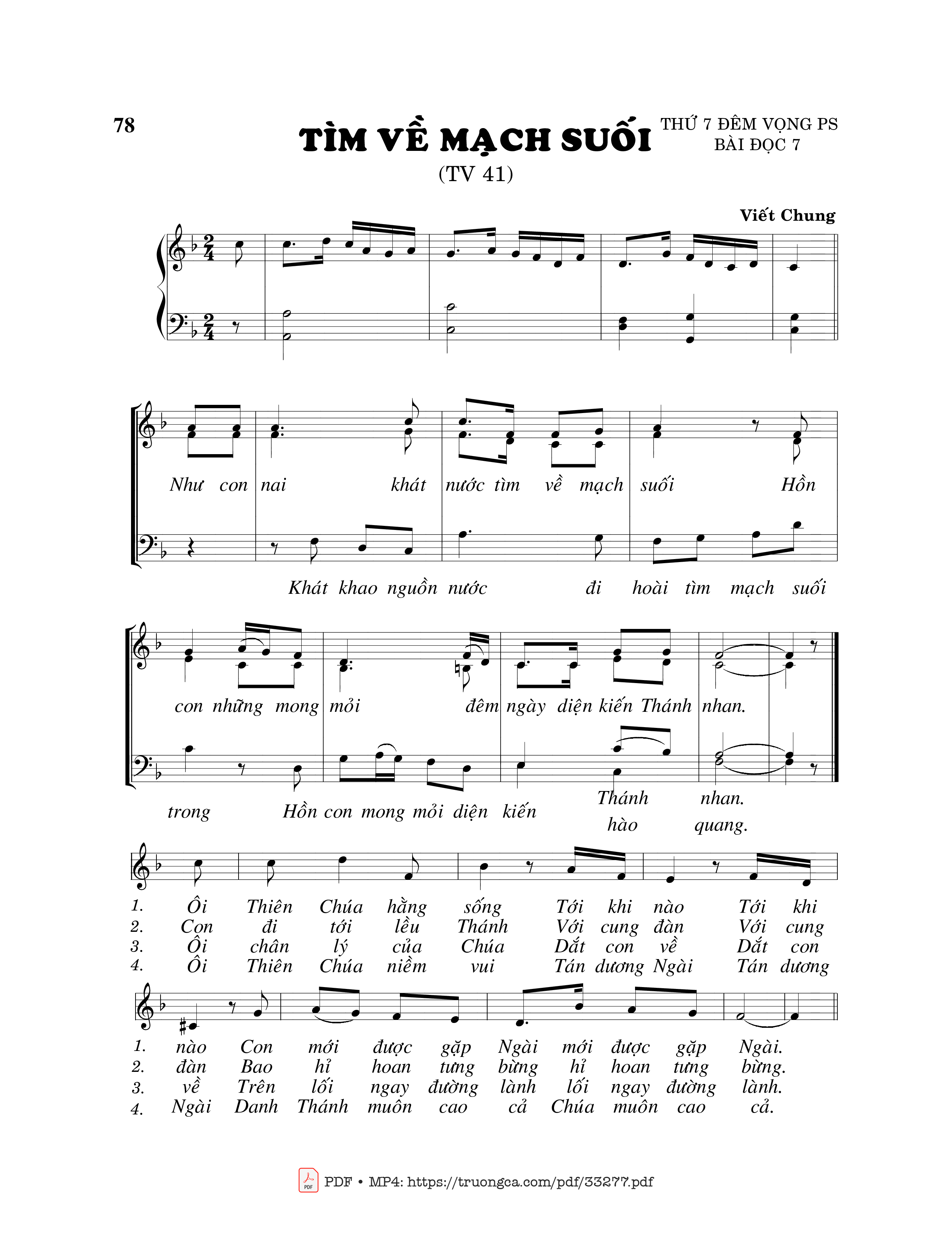 Sheet PDF of Thánh Vịnh 41, Tìm Về Mạch Suối