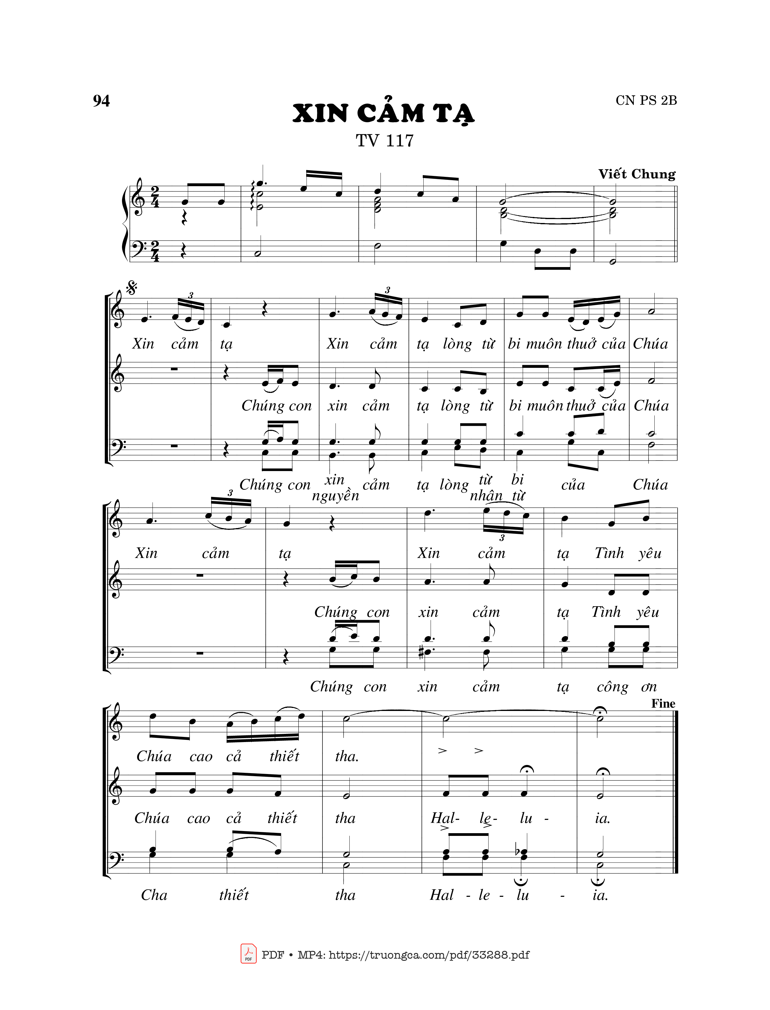 Sheet PDF of Thánh Vịnh 32, Hy Vọng Nơi Ngài