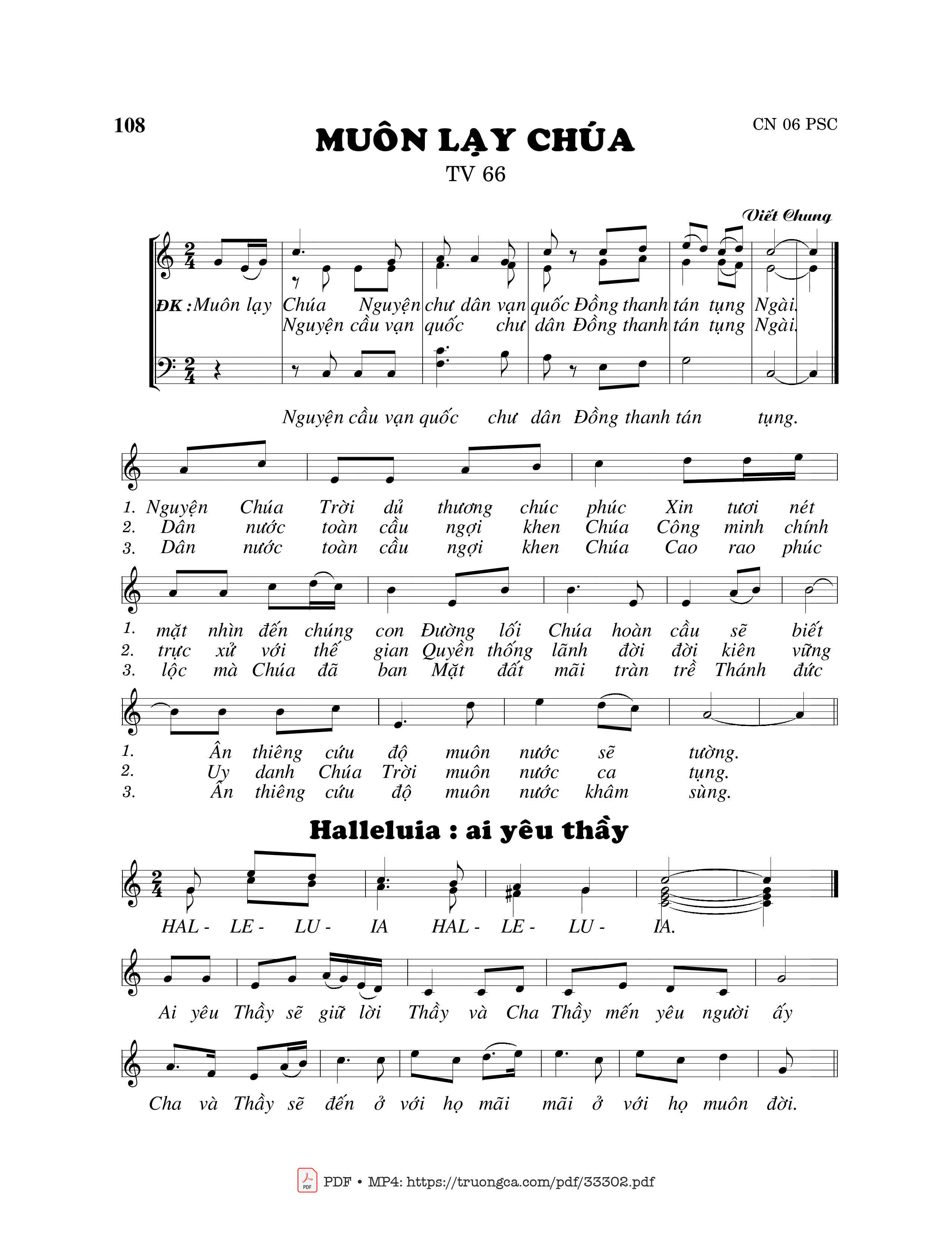 Sheet PDF of Thánh Vịnh 66, Muôn Lạy Chúa
