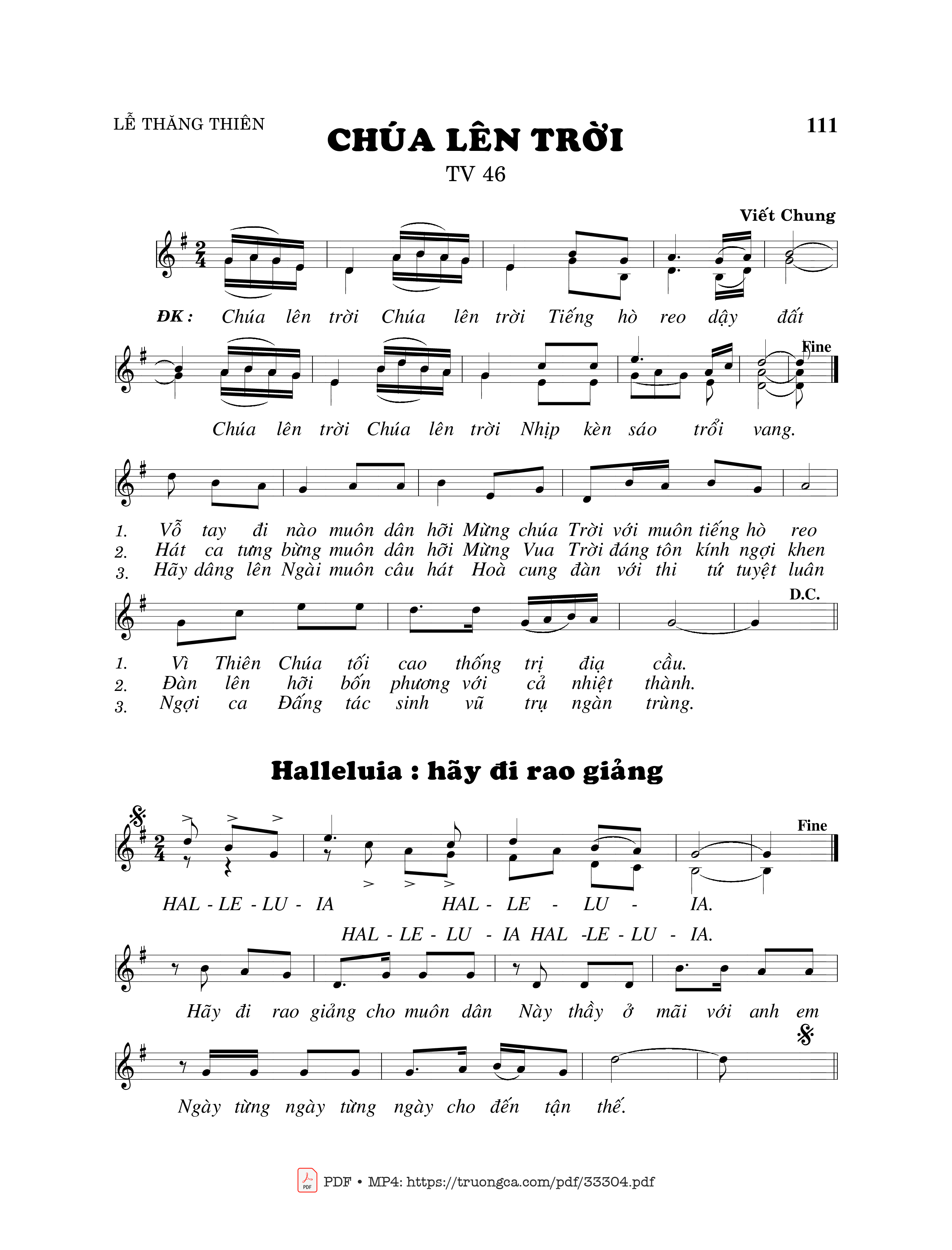 Sheet PDF of Thánh Vịnh 46, Chúa Lên Trời