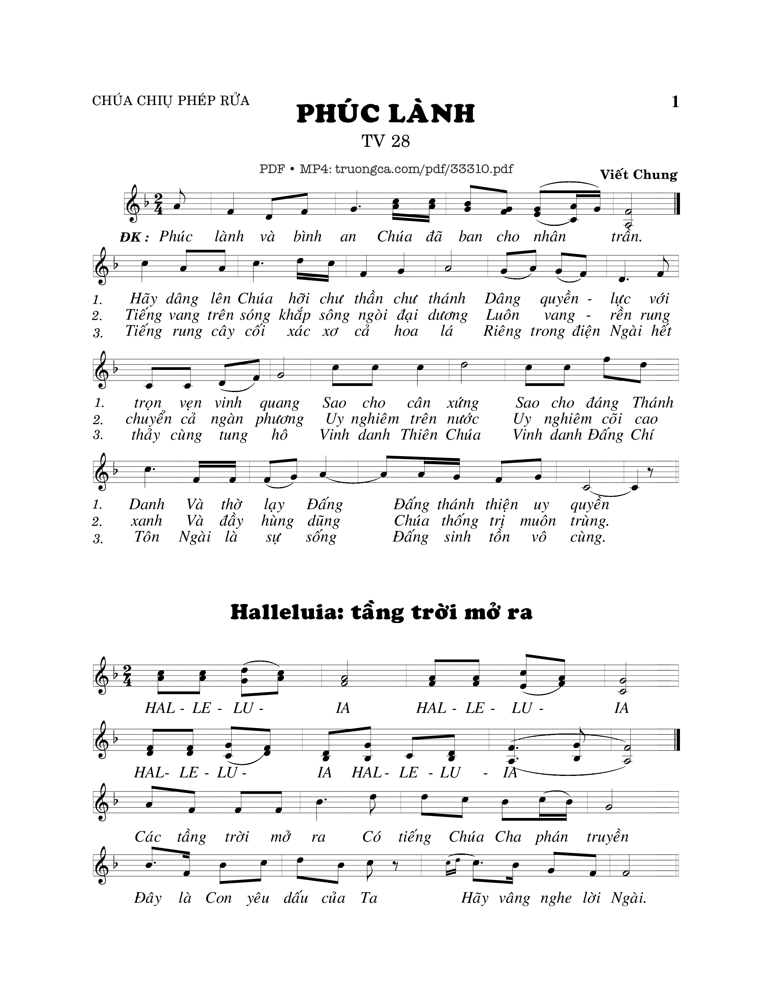 Sheet PDF of Thánh Vịnh 28, Phúc Lành