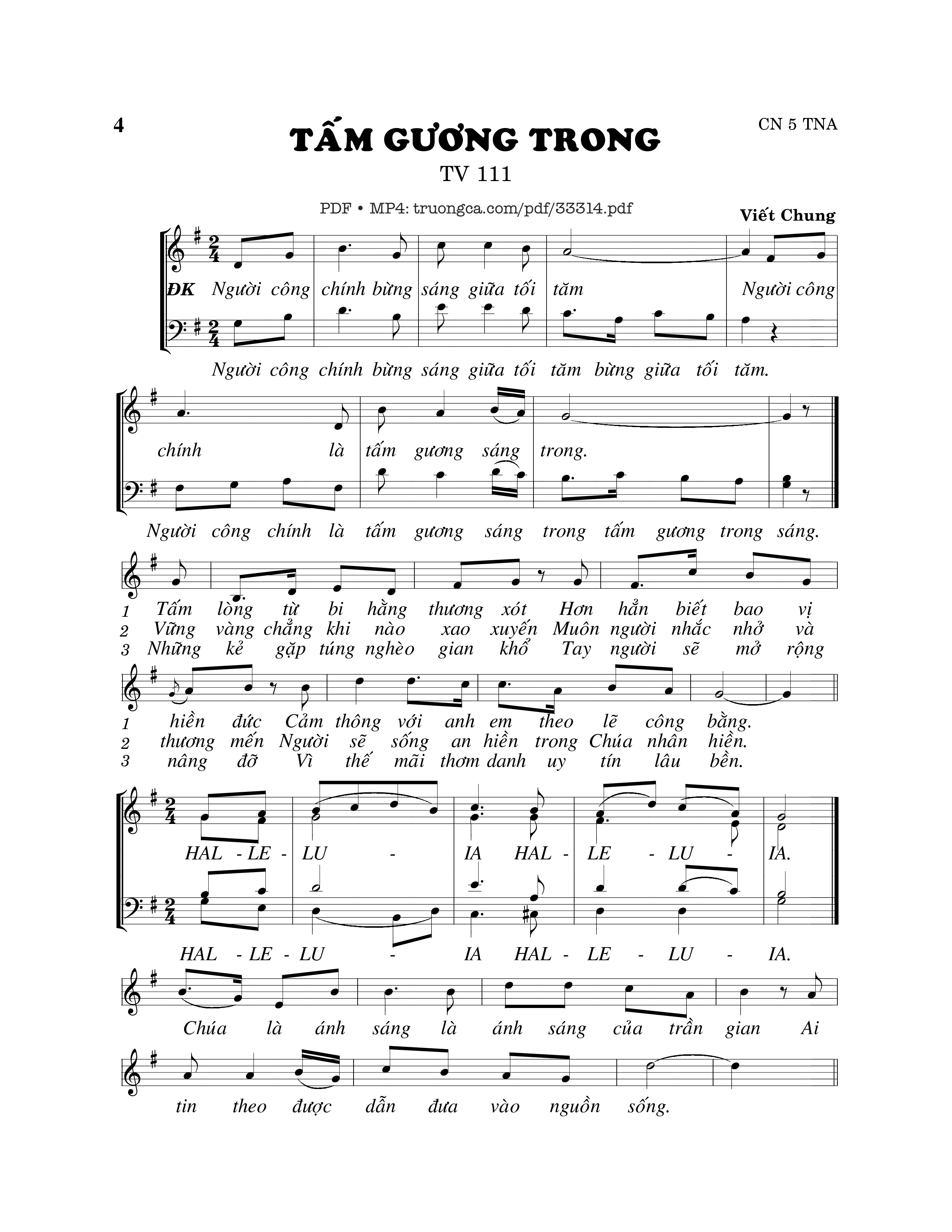 Sheet PDF of Thánh Vịnh 111, Tấm Gương Trong