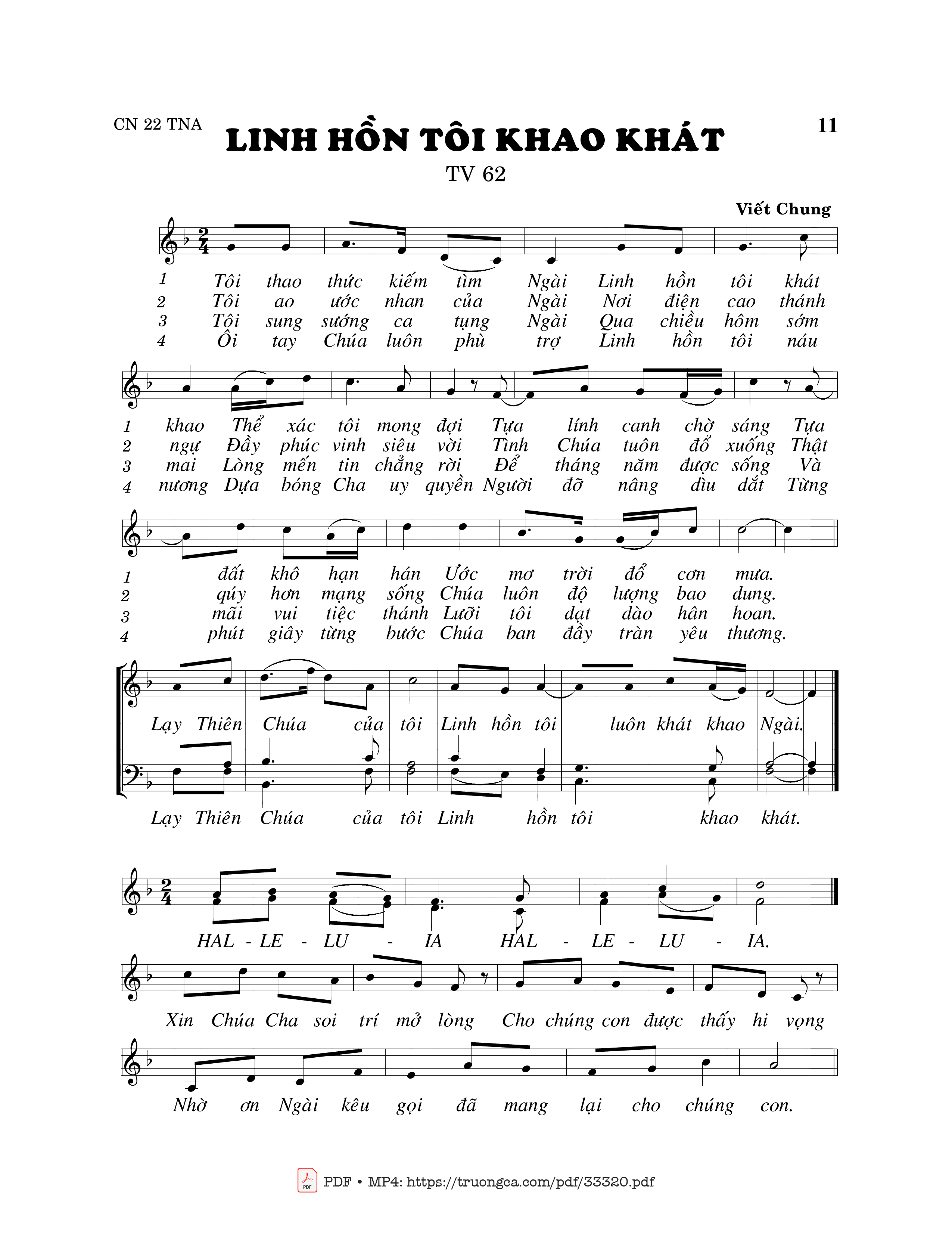 Sheet PDF of Thánh Vịnh 62, Linh Hồn Tôi Khao Khát