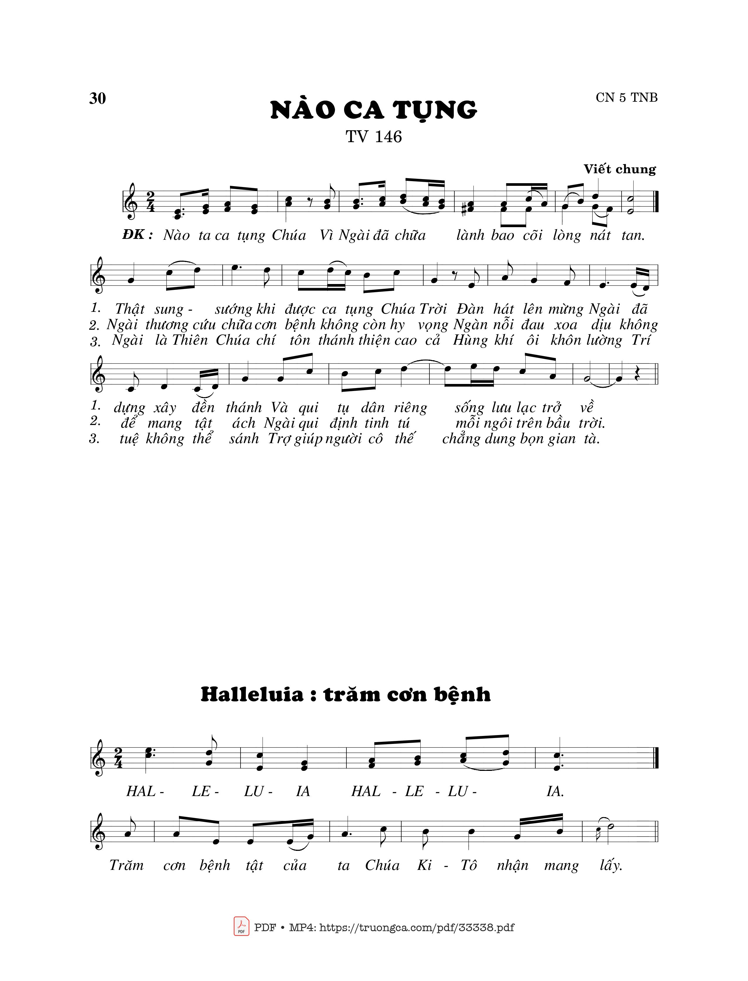 Sheet PDF of Thánh Vịnh 146, Nào Ca Tụng