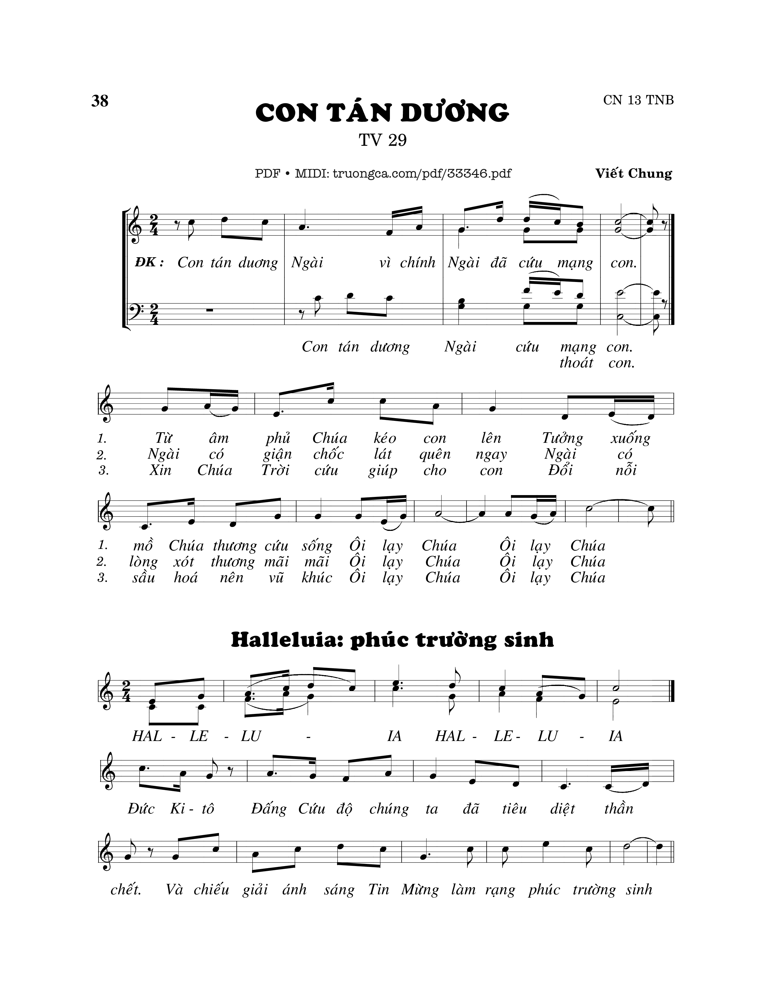 Sheet PDF of Thánh Vịnh 29, Con Tán Dương