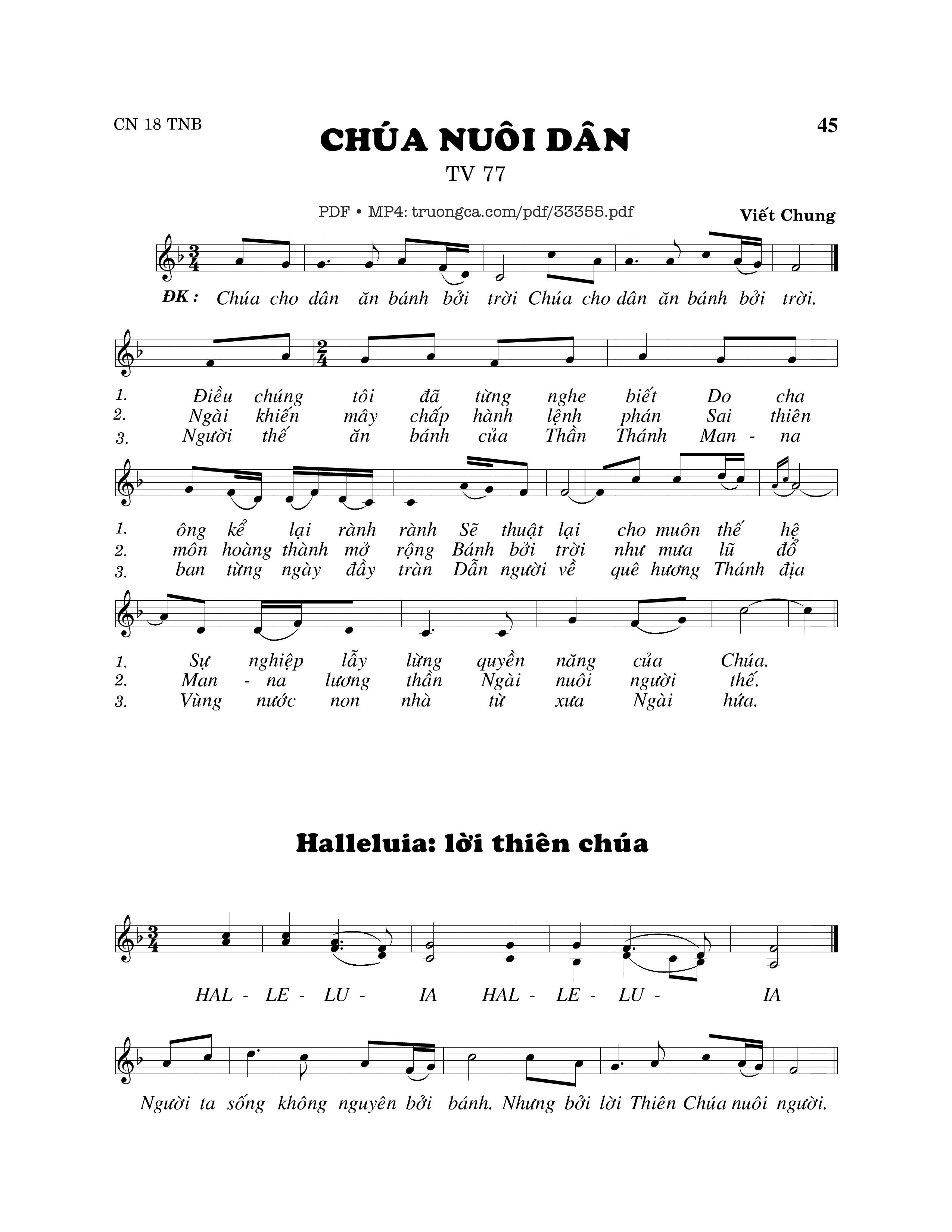 Sheet PDF of Thánh Vịnh 77, Chúa Nuôi Dân