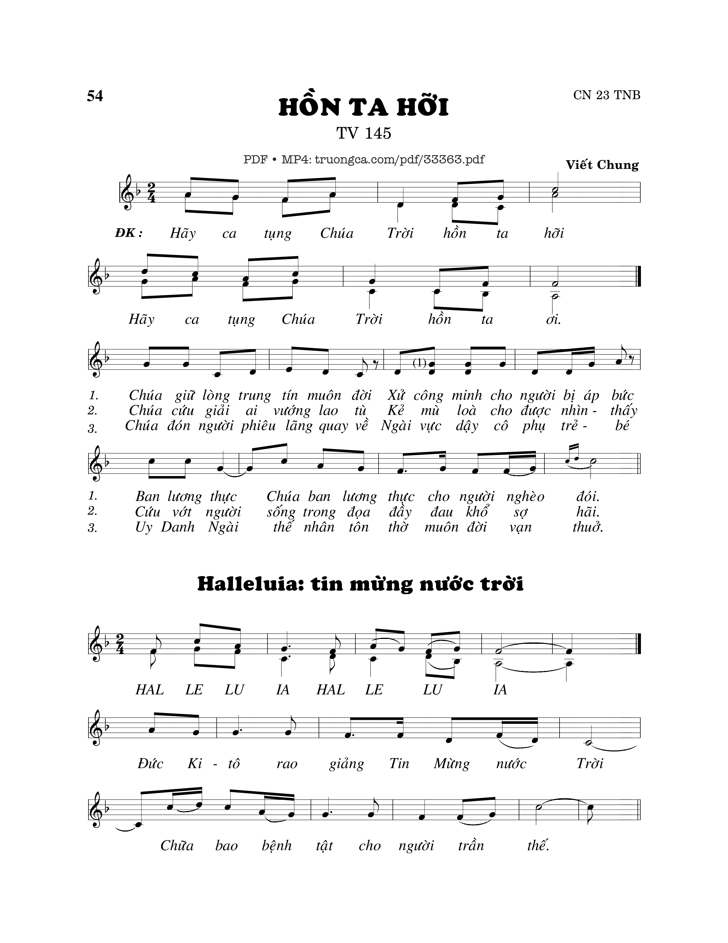 Sheet PDF of Thánh Vịnh 145, Hồn Ta Hỡi