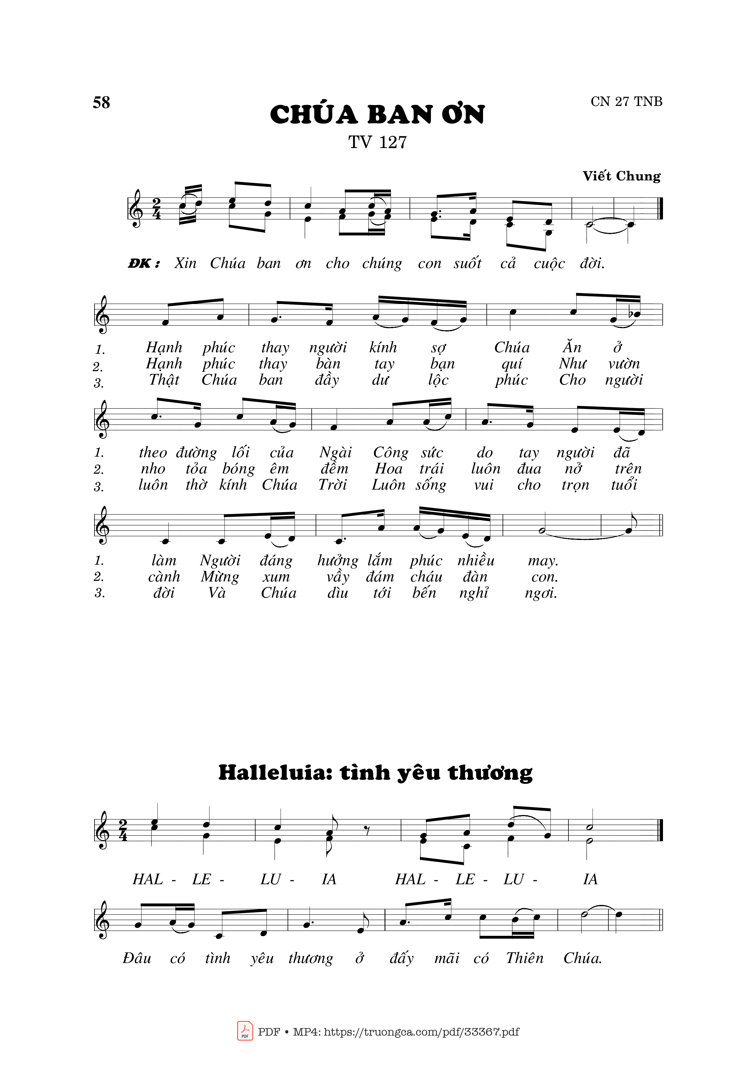 Page 1 of Sheet music PDF Thánh Vịnh 127, Chúa Ban Ơn - Viết Chung