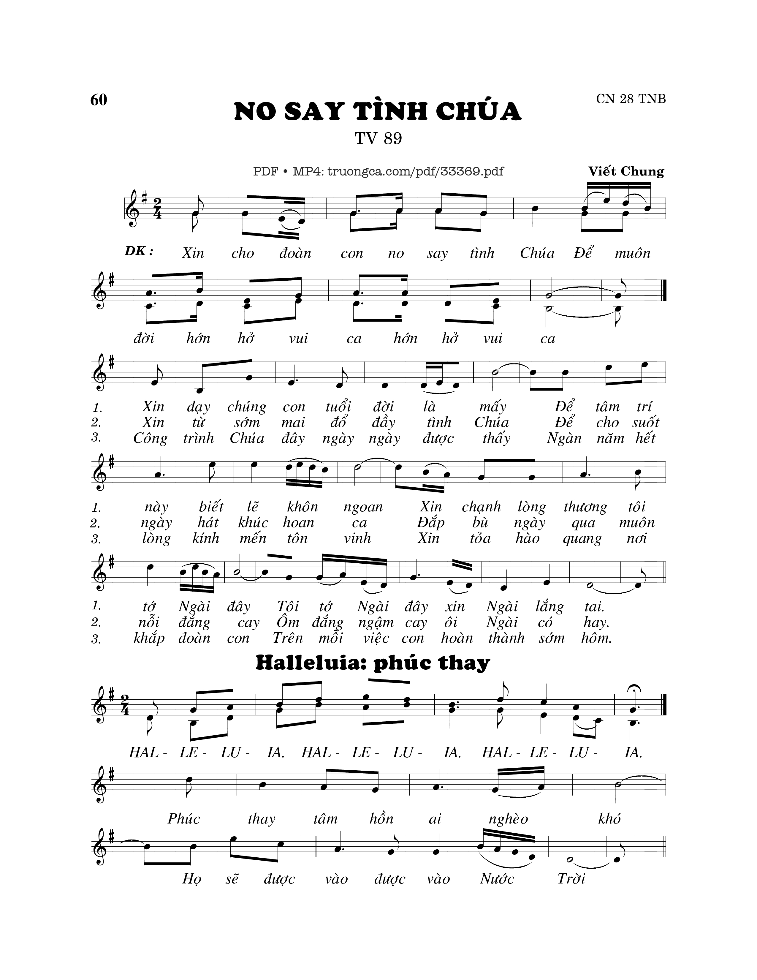 Sheet PDF of Thánh Vịnh 89, No Say Tình Chúa