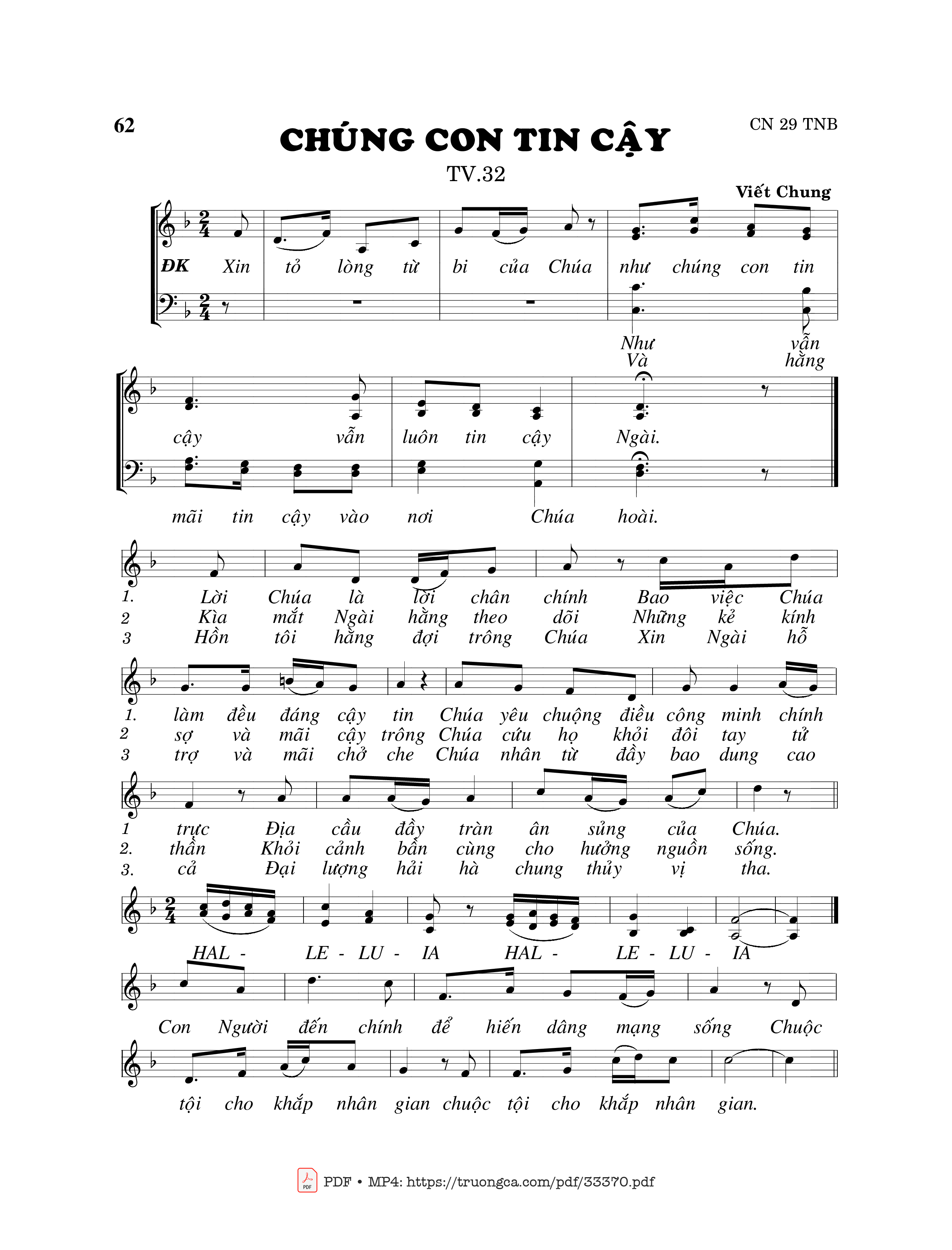 Sheet PDF of Thánh Vịnh 32, Chúng Con Tin Cậy
