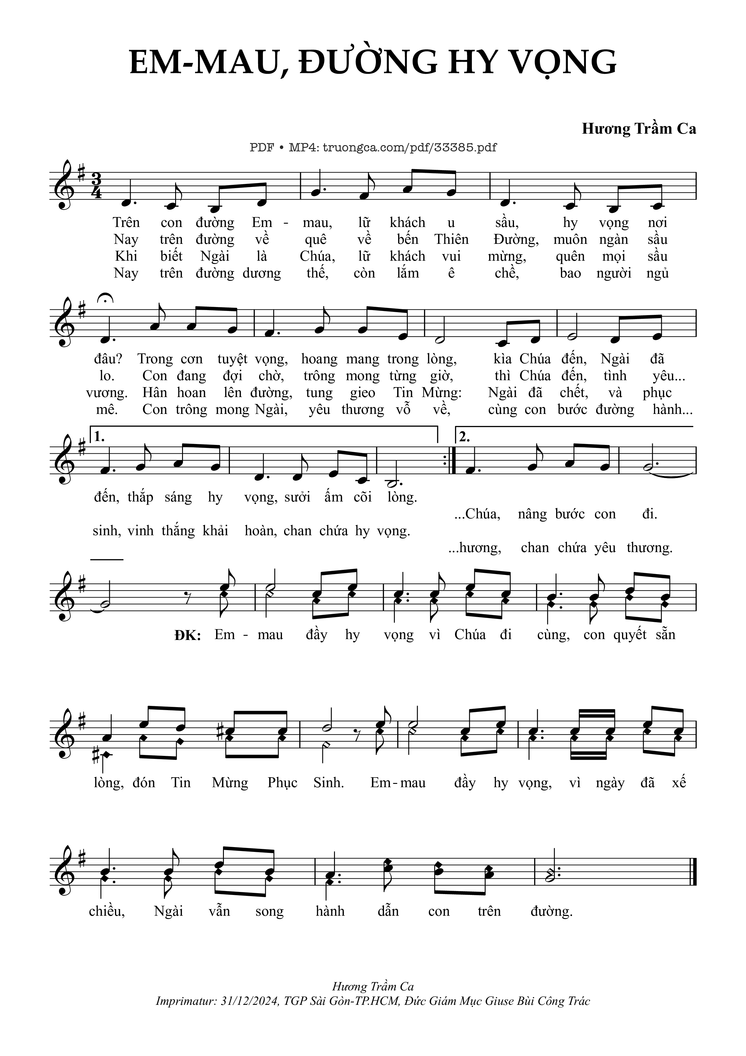 Sheet PDF of Emmau Đường Hy Vọng