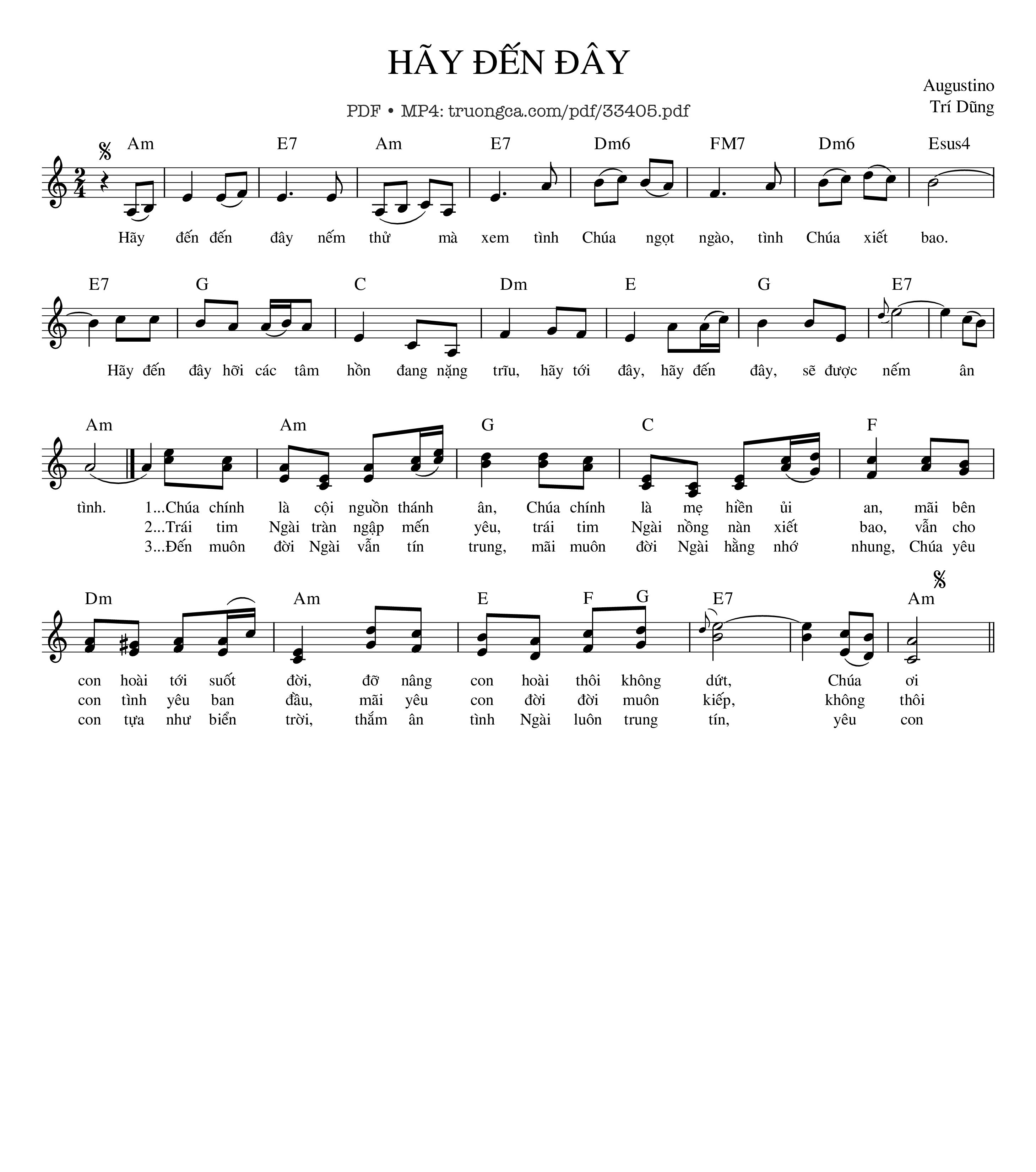 Page 1 of Sheet music PDF Hãy Đến Đây - Agustino Trí Dũng