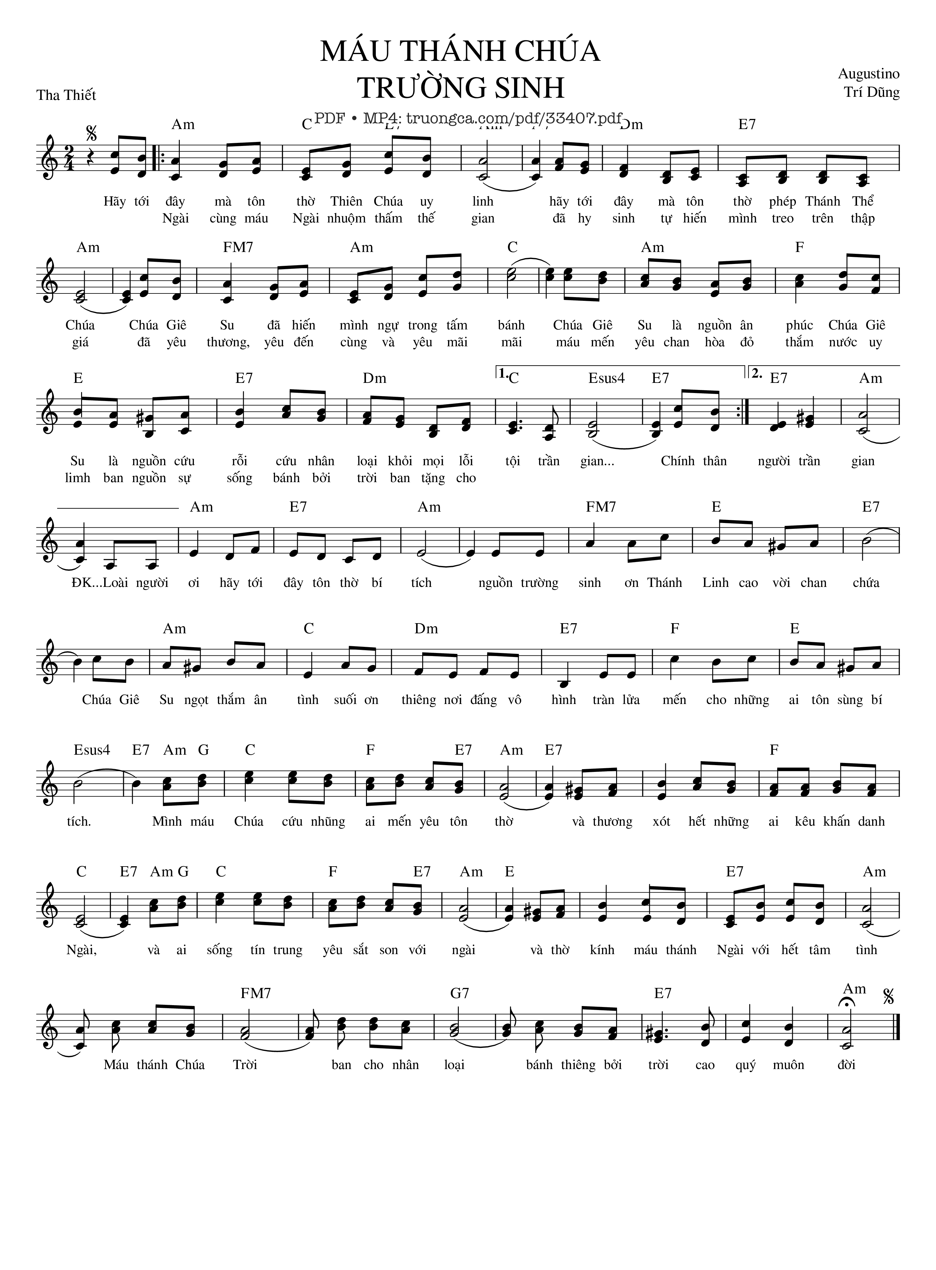 Sheet PDF of Máu Thánh Chúa Trường Sinh