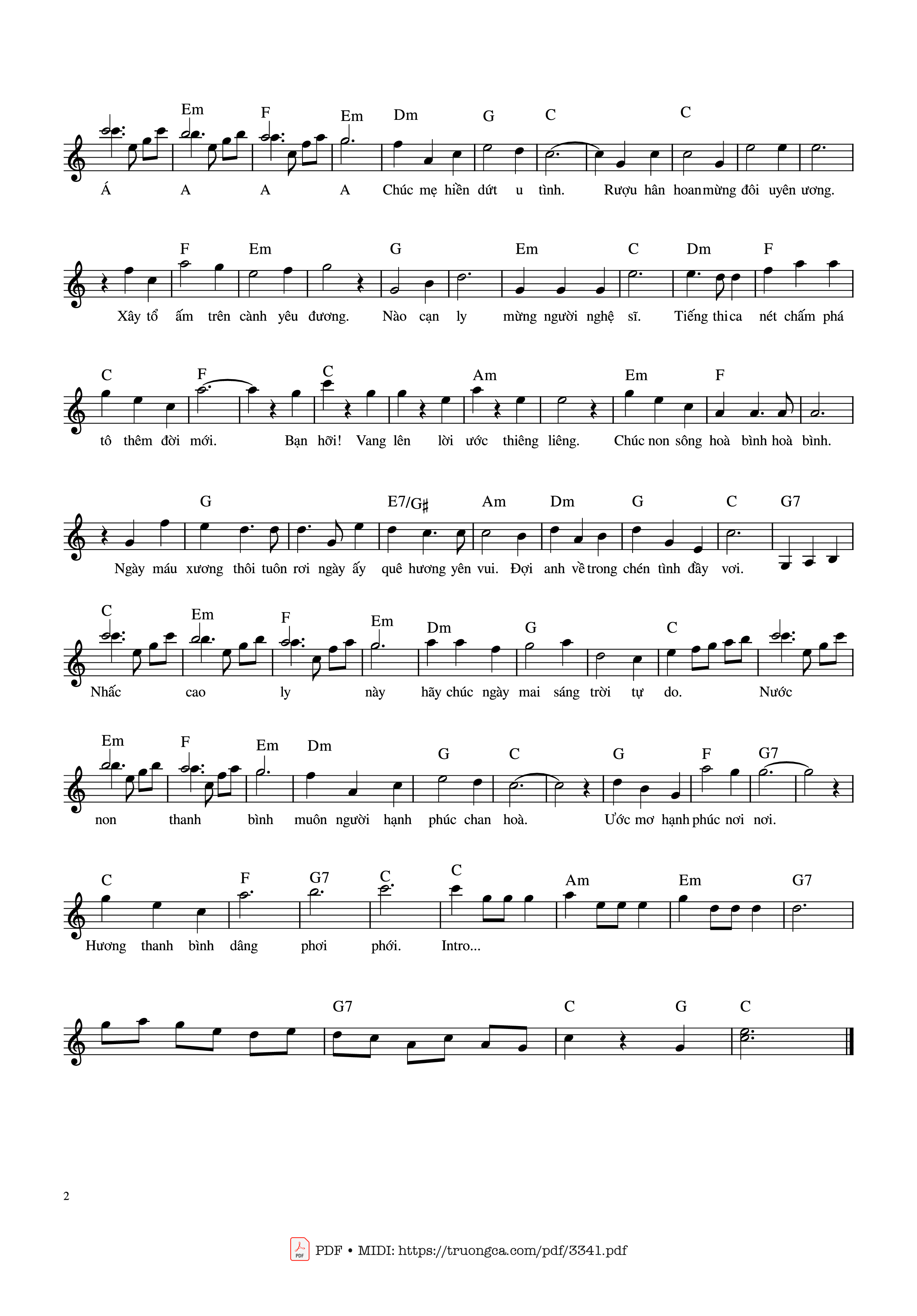 Page 2 of Sheet music PDF Ly rượu mừng - Phạm Đình Chương