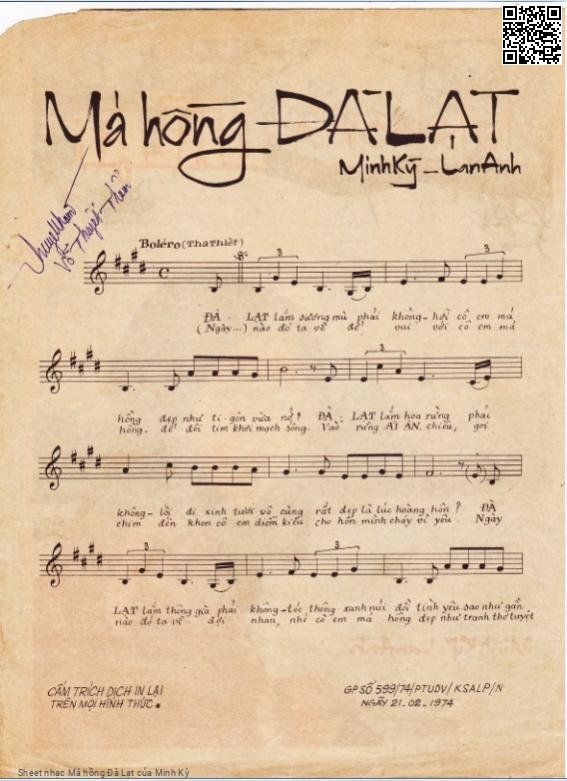 Page 2 of Sheet music PDF Má hồng Đà Lạt - Minh Kỳ
