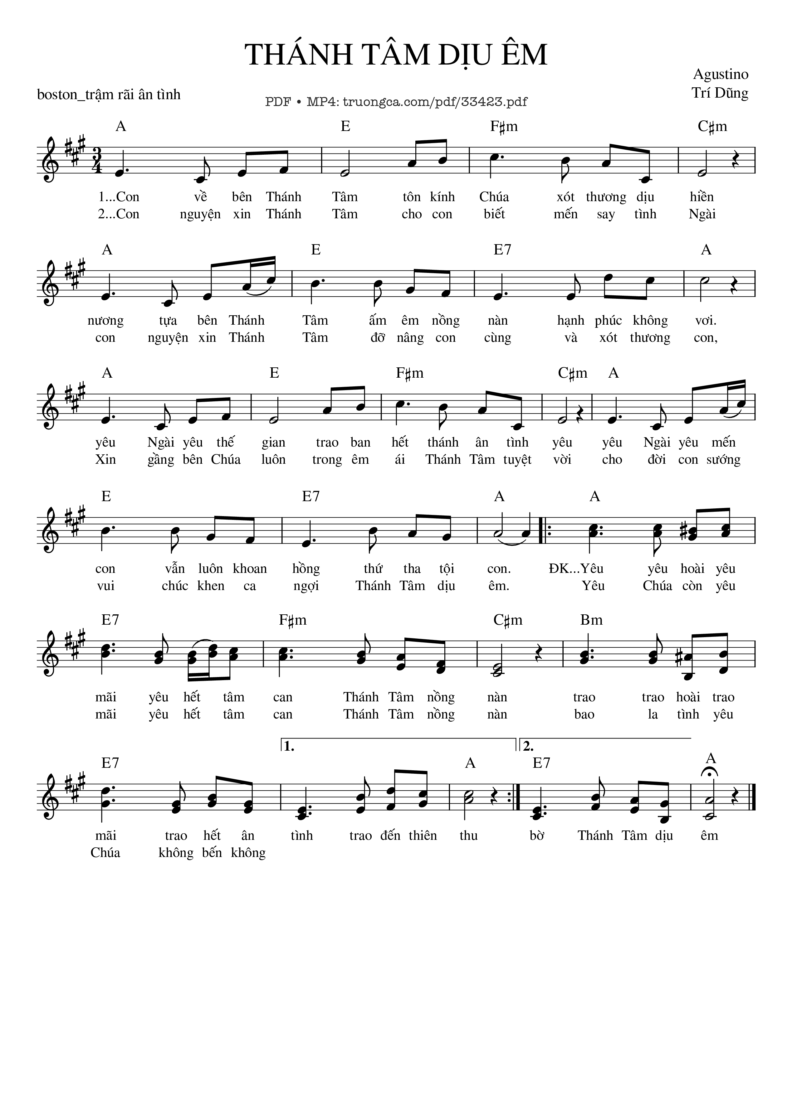 Sheet PDF of Thánh Tâm Dịu Êm
