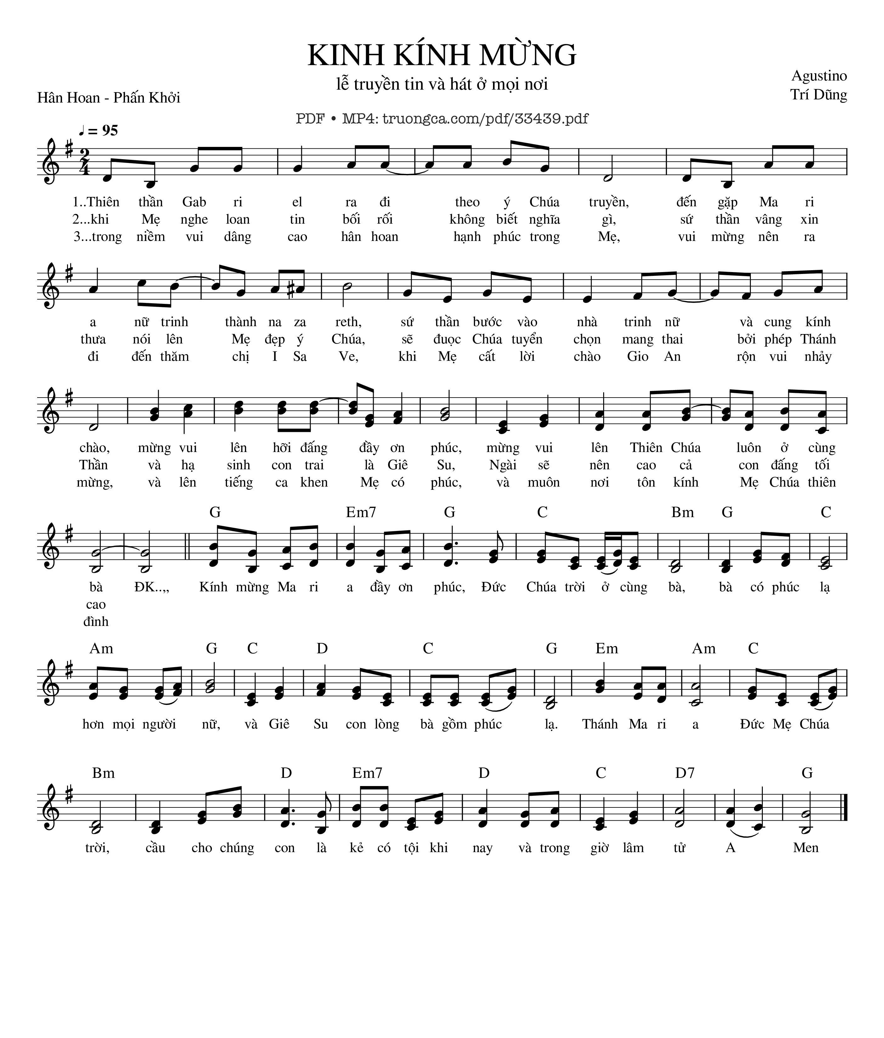 Sheet PDF of Kinh Kính Mừng