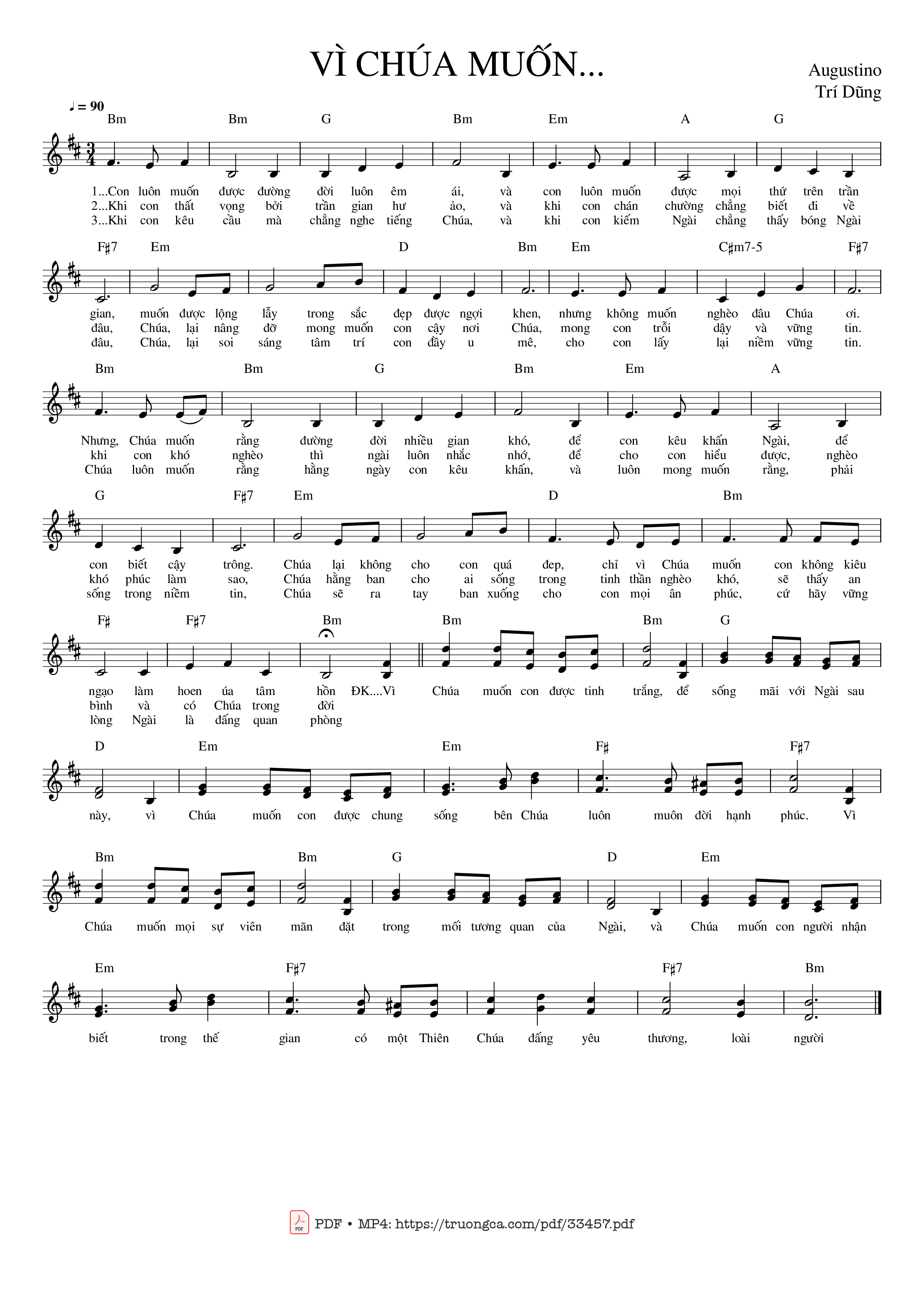 Page 1 of Sheet music PDF Vì Chúa Muốn… - Agustino Trí Dũng
