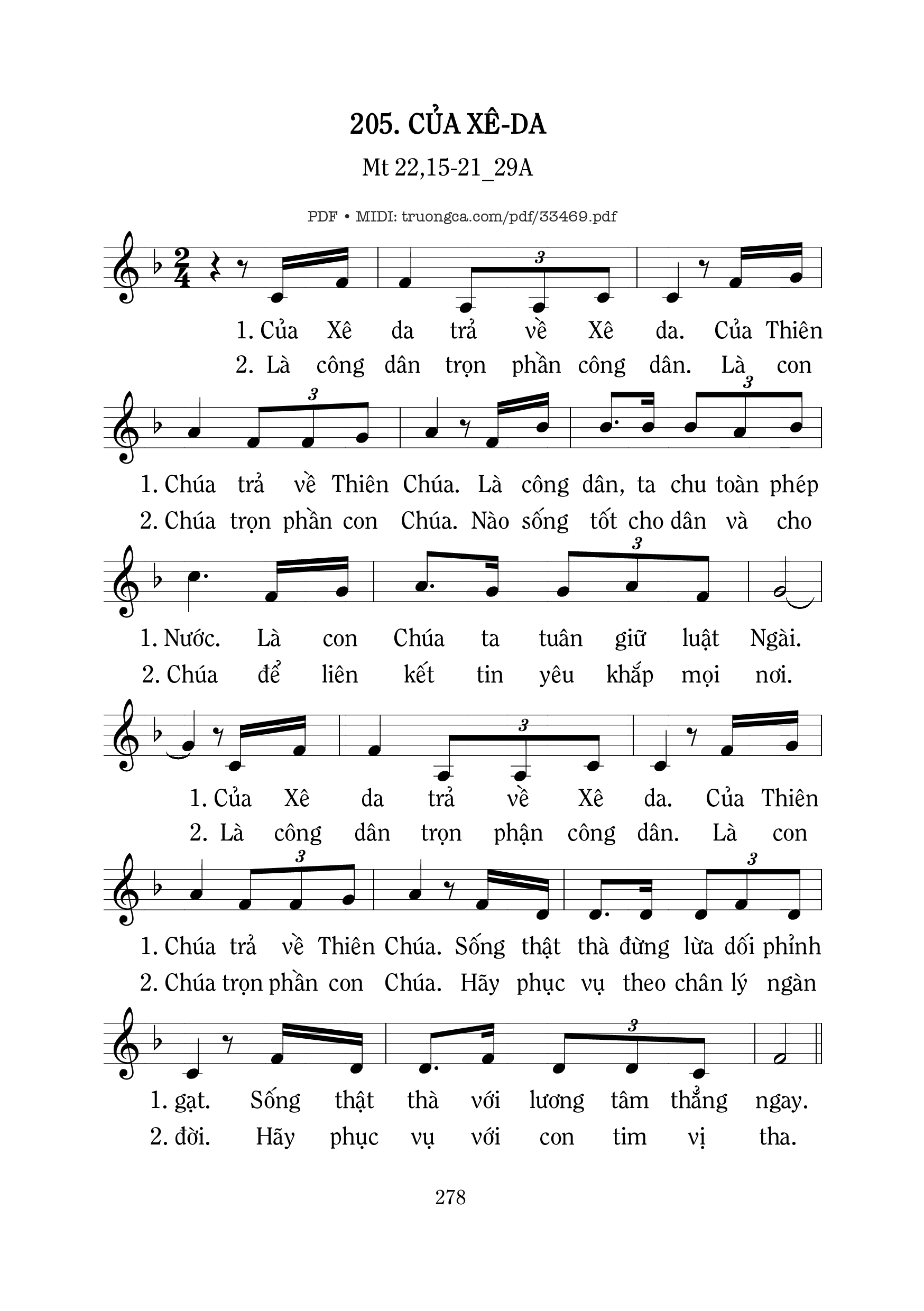 Page 1 of Sheet music PDF Của Xêda - Mi Trầm