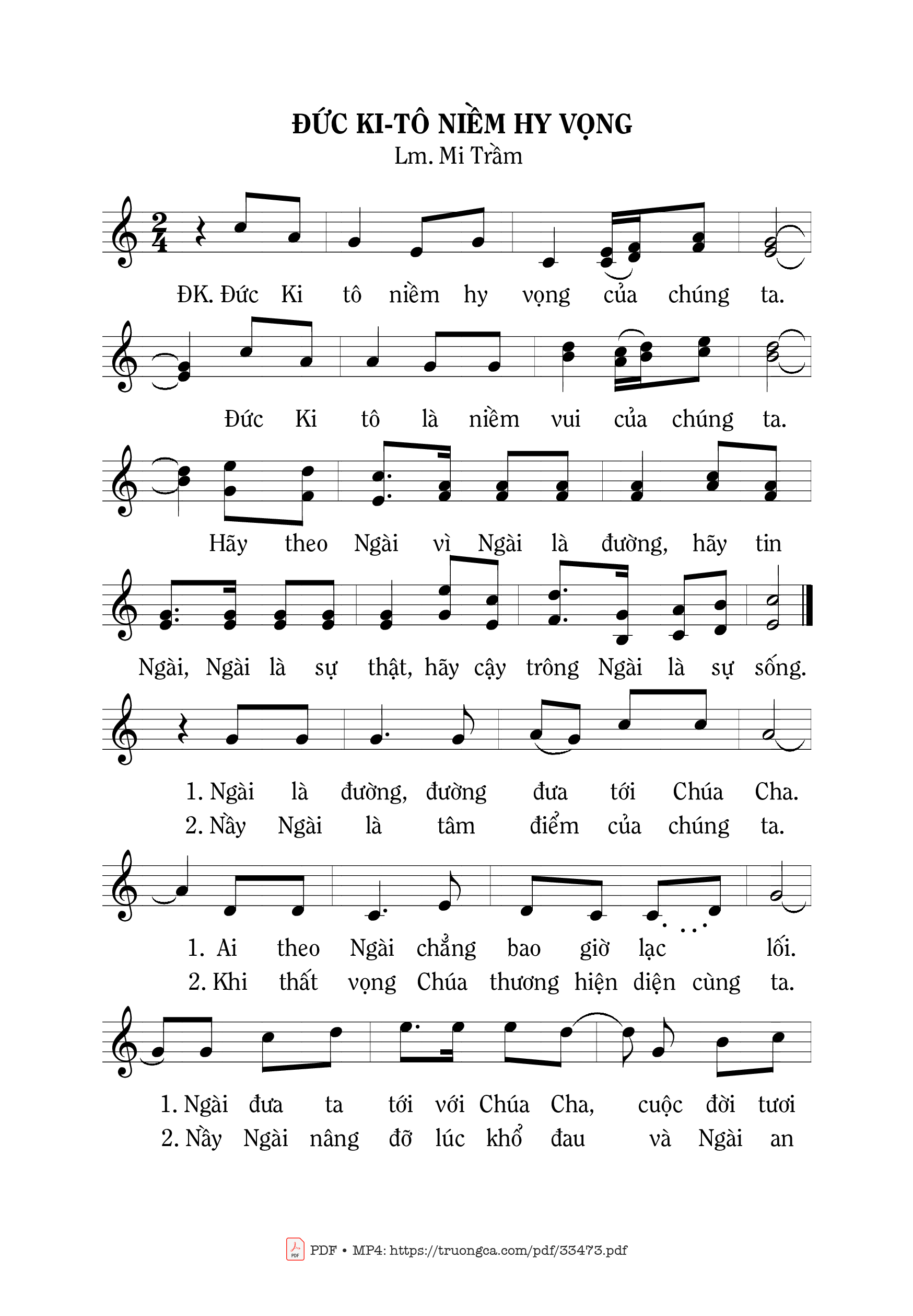 Sheet PDF of Đức Kitô Niềm Hy Vọng