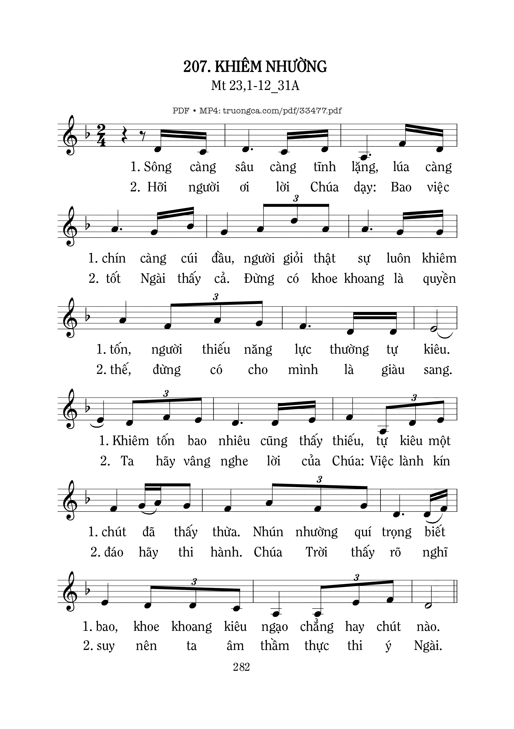 Page 1 of Sheet music PDF Khiêm Nhường - Mi Trầm