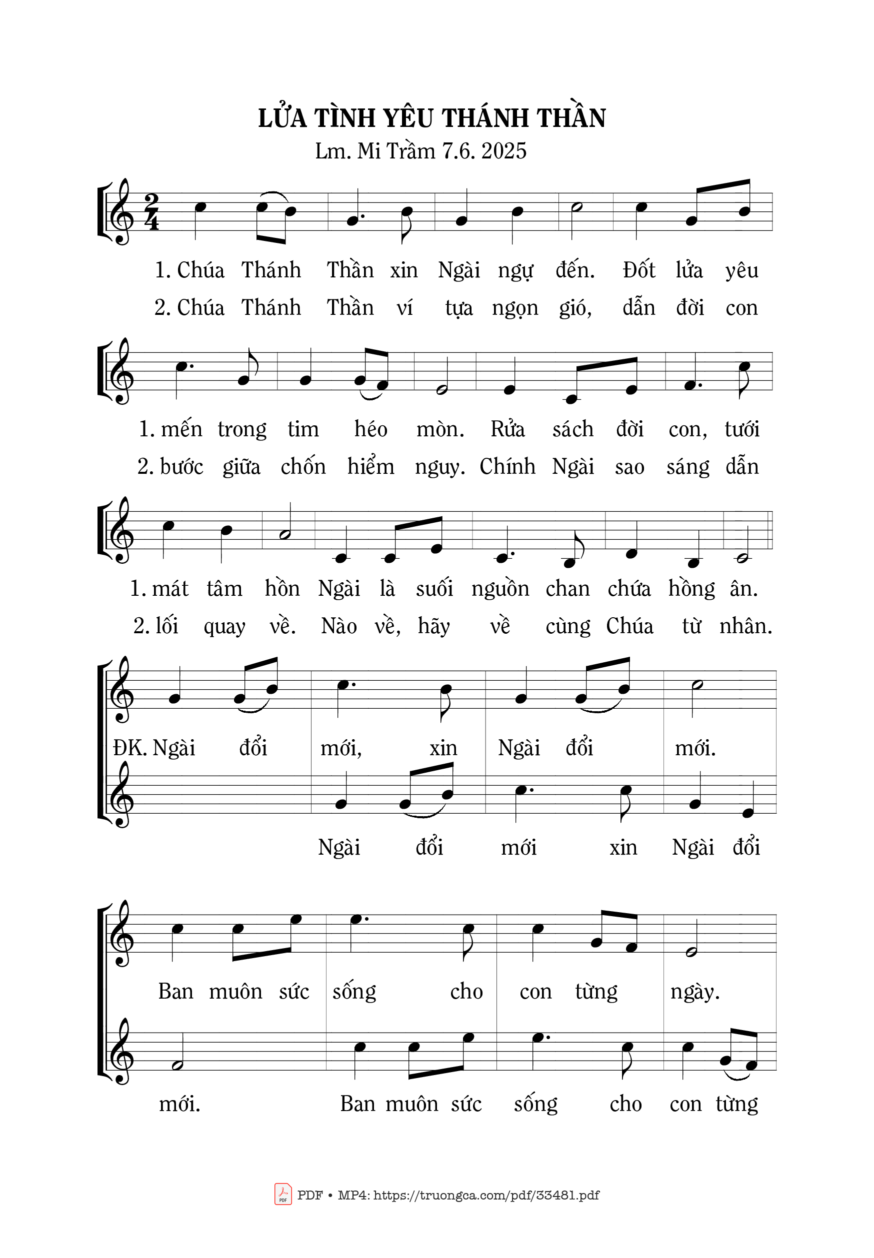 Sheet PDF of Lửa Tình Yêu Thánh Thần