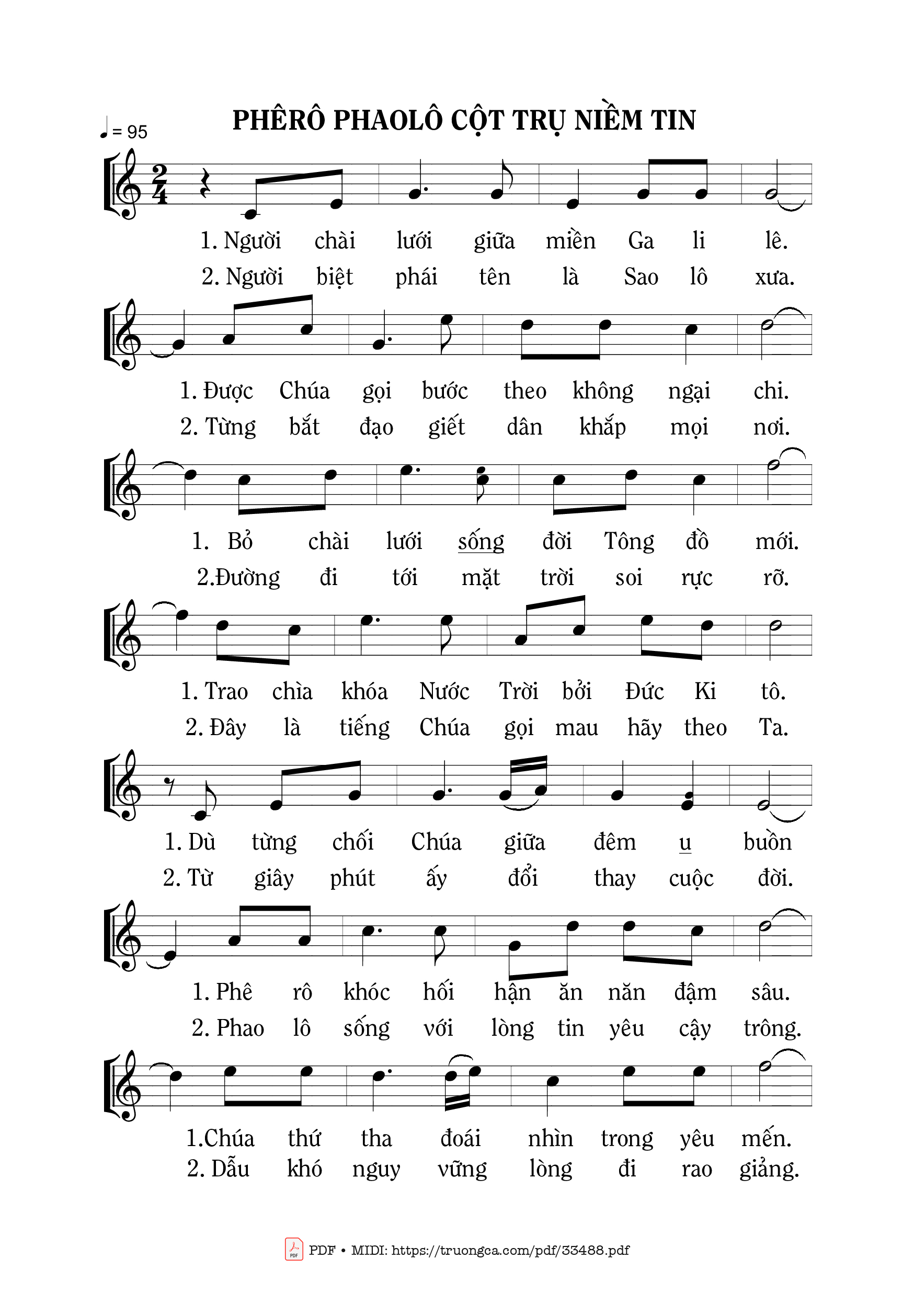 Sheet PDF of Phê-Rô Phao-Lô Cột Trụ Niềm Tin