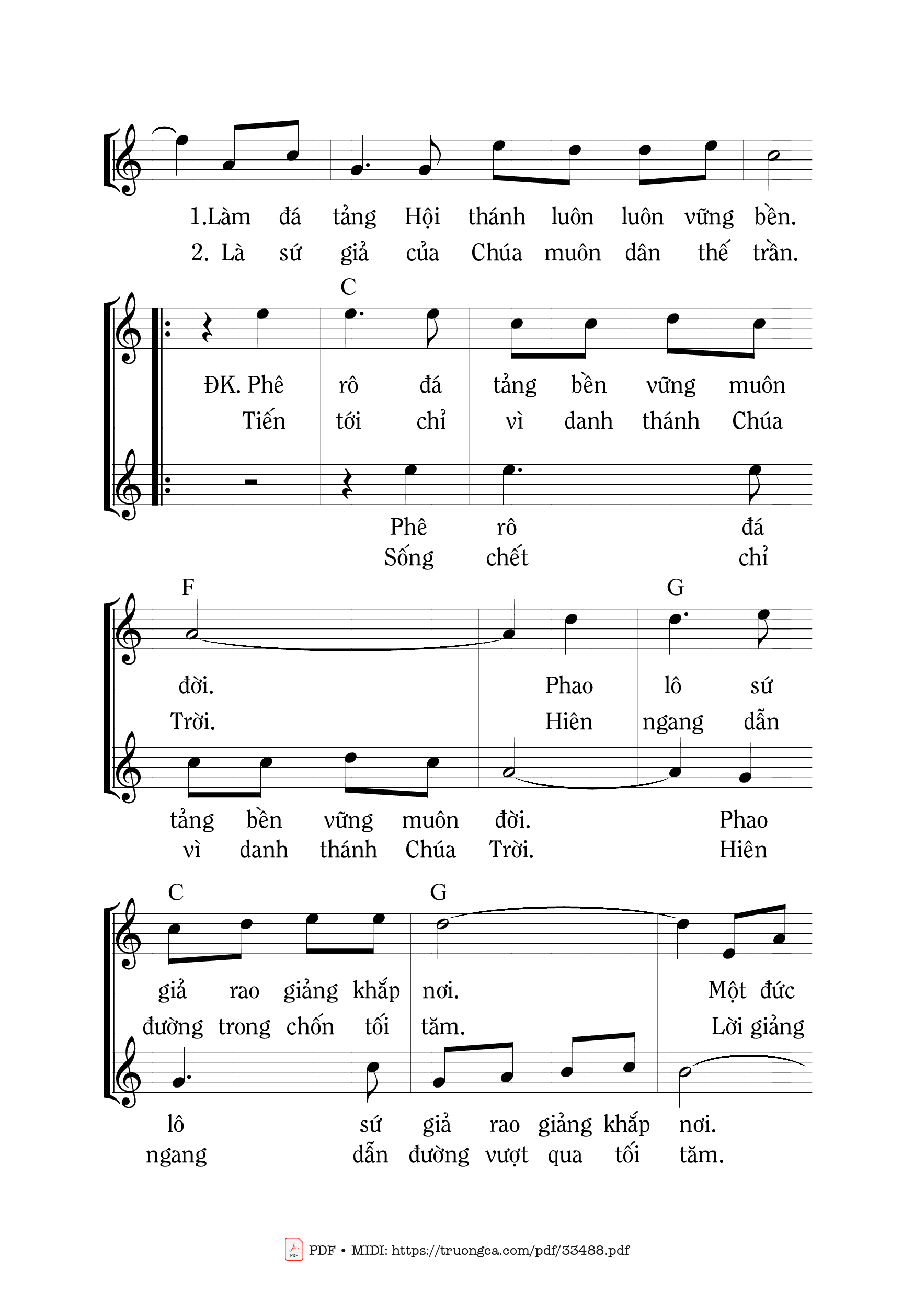 Page 2 of Sheet music PDF Phê-Rô Phao-Lô Cột Trụ Niềm Tin - Mi Trầm