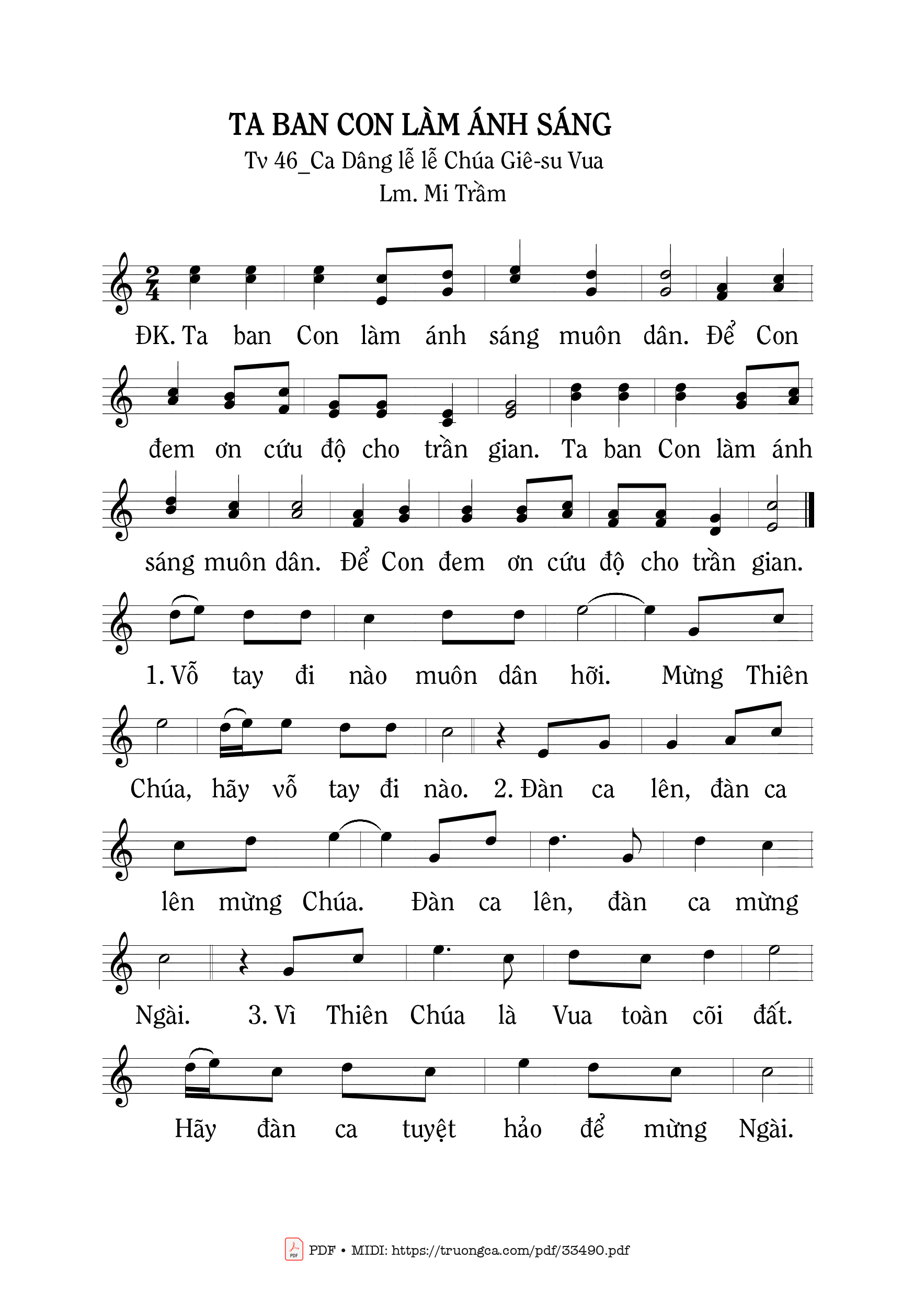 Sheet PDF of Ta Ban Con Làm Ánh Sáng