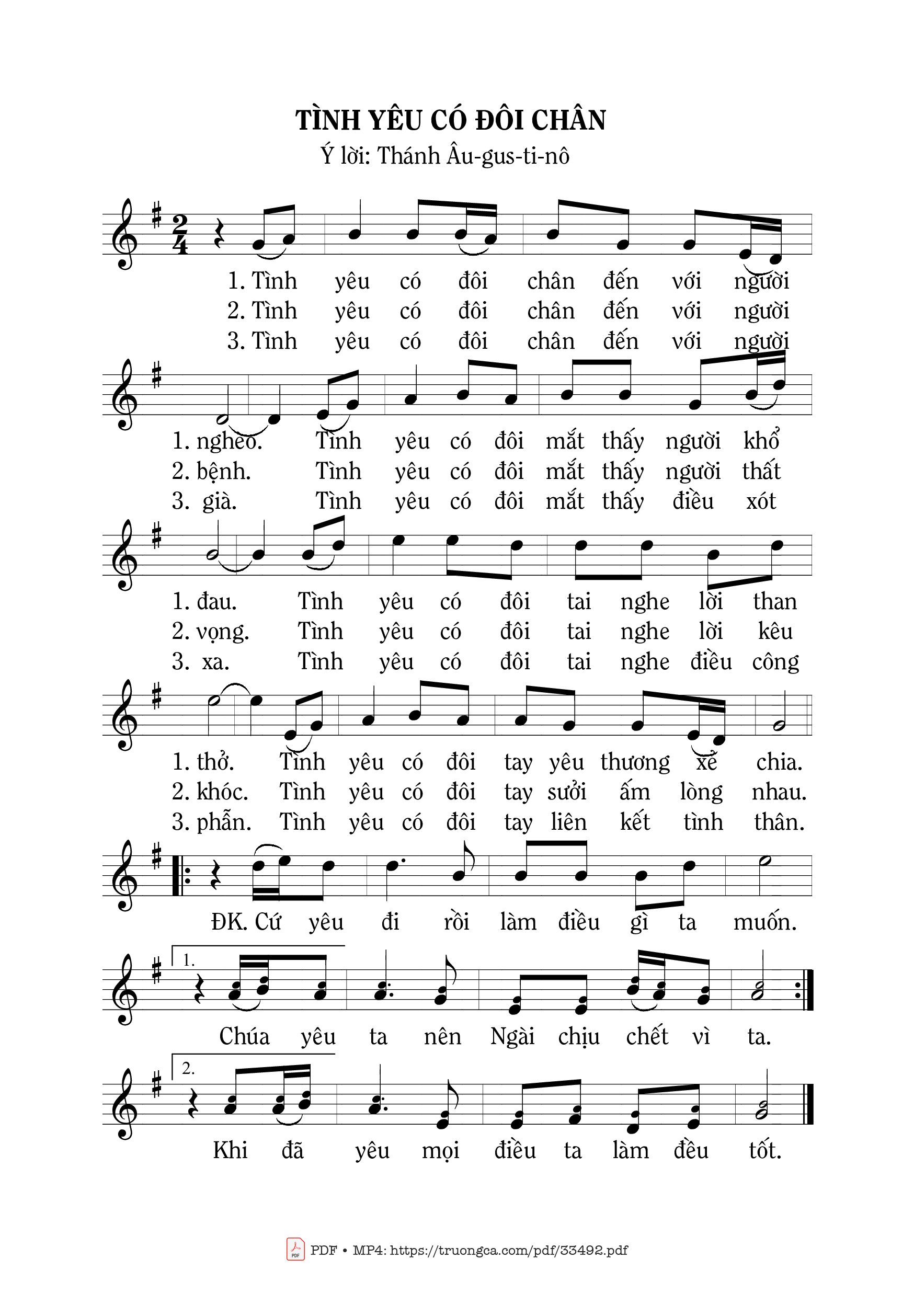 Sheet PDF of Tình Yêu Có Đôi Chân