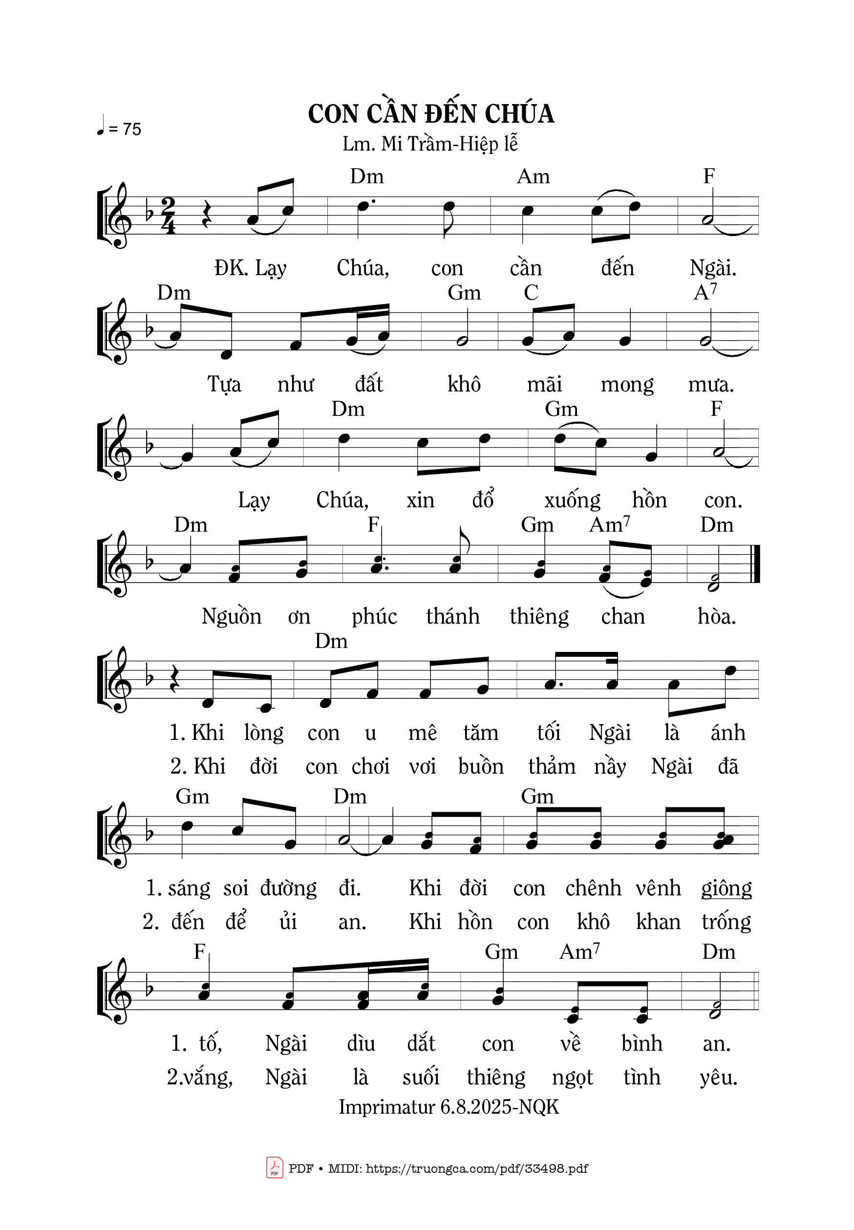 Sheet PDF of Con Cần Đến Chúa